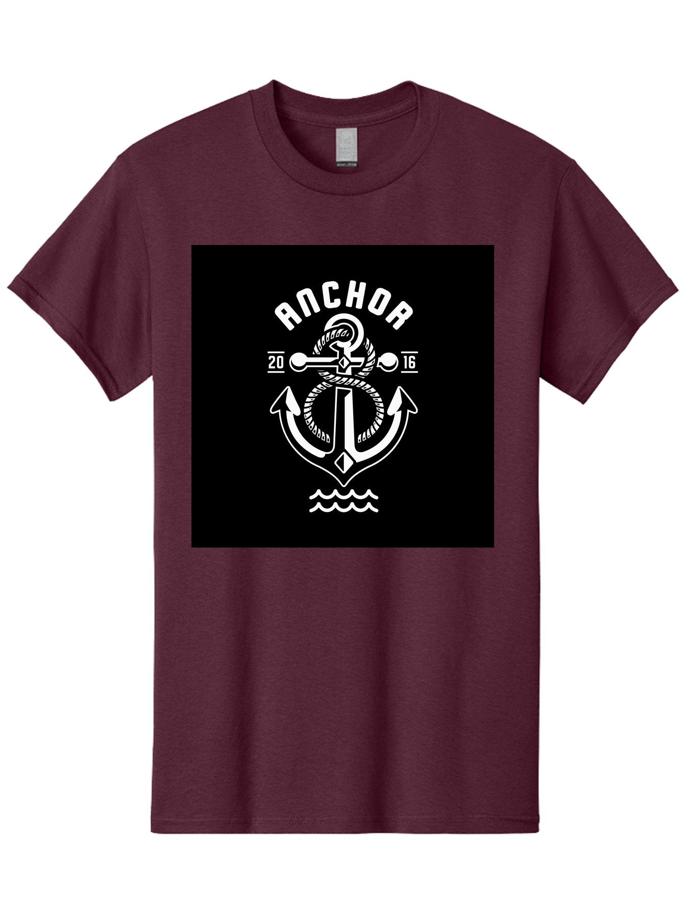 Anchor-2016 Men'S Graphic Tee, 100% Cotton, Comfortable Casual Summer Wear, Machine Washable, Anchor Logo, Nautical Design, Vintage Style, Maritime Symbol, Rope Detail, Anchor Emblem, Sailing Theme, Retro Aesthetic, Sea Waves Aab461 14