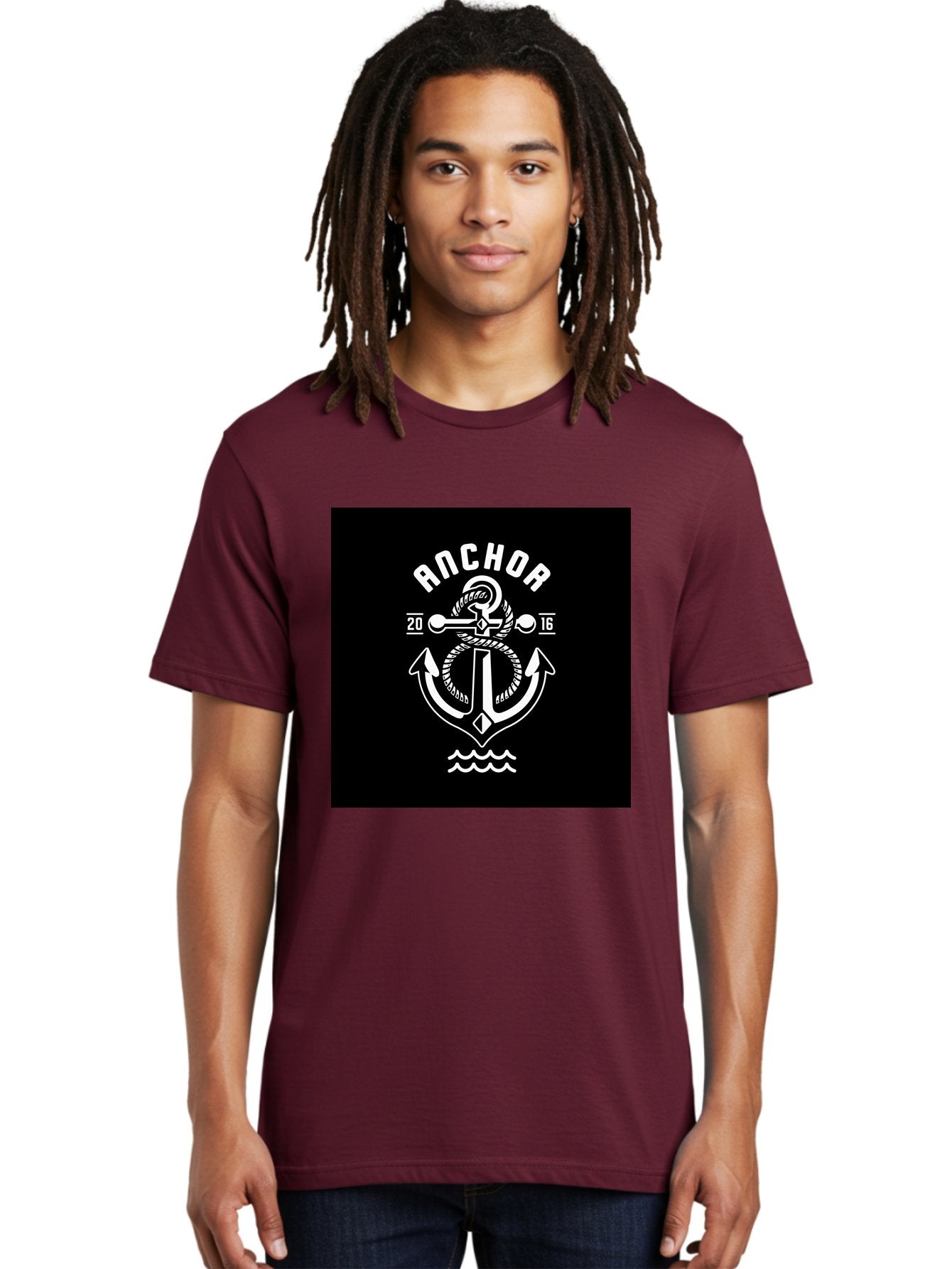 Anchor-2016 Men'S Graphic Tee, 100% Cotton, Comfortable Casual Summer Wear, Machine Washable, Anchor Logo, Nautical Design, Vintage Style, Maritime Symbol, Rope Detail, Anchor Emblem, Sailing Theme, Retro Aesthetic, Sea Waves Aab461 29