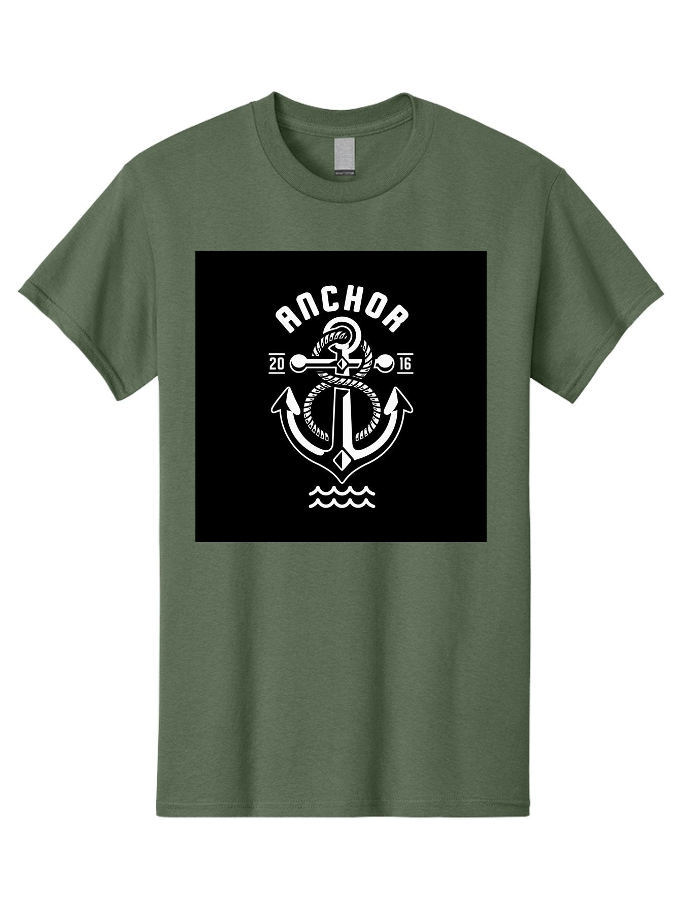Anchor-2016 Men'S Graphic Tee, 100% Cotton, Comfortable Casual Summer Wear, Machine Washable, Anchor Logo, Nautical Design, Vintage Style, Maritime Symbol, Rope Detail, Anchor Emblem, Sailing Theme, Retro Aesthetic, Sea Waves Aab461 12