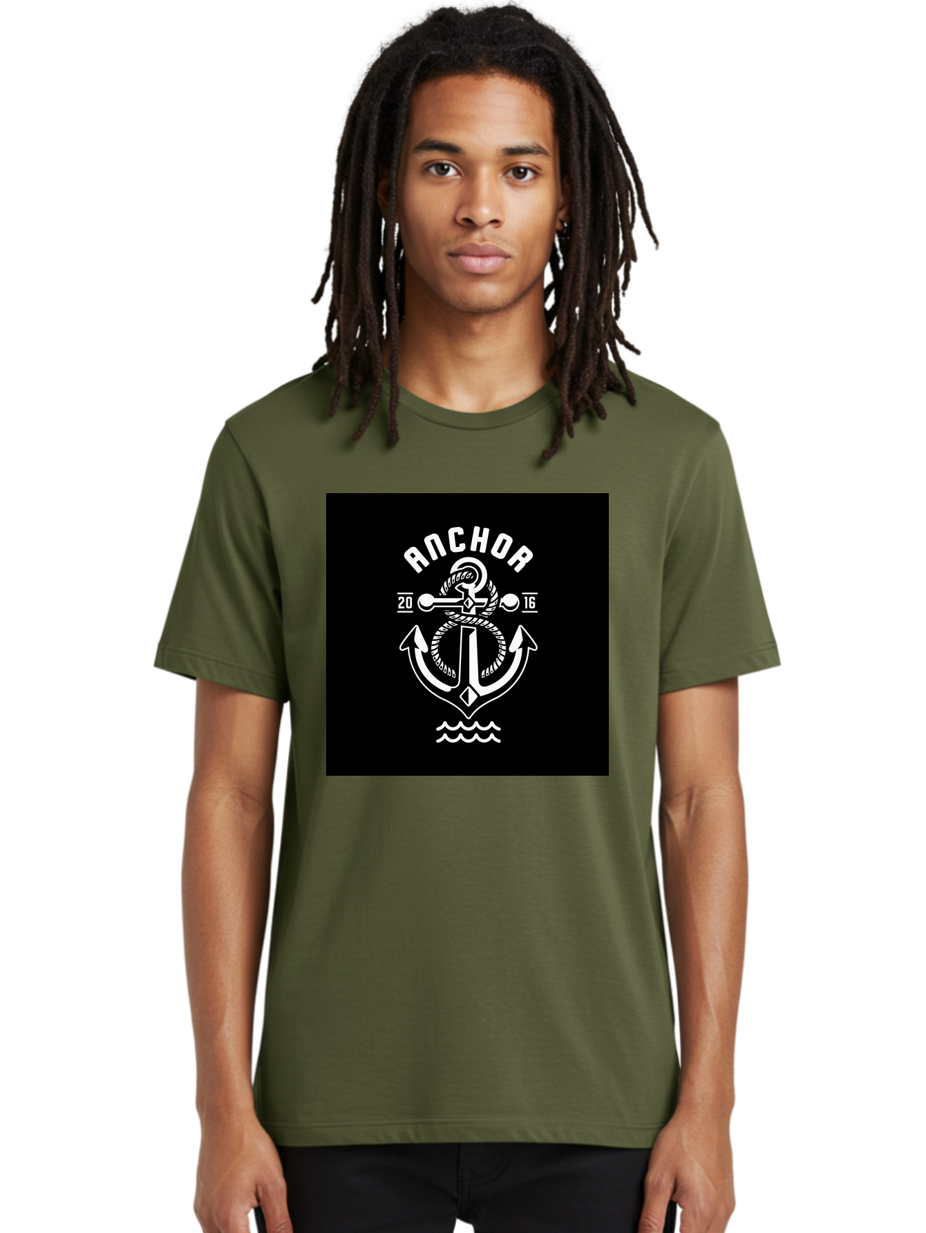 Anchor-2016 Men'S Graphic Tee, 100% Cotton, Comfortable Casual Summer Wear, Machine Washable, Anchor Logo, Nautical Design, Vintage Style, Maritime Symbol, Rope Detail, Anchor Emblem, Sailing Theme, Retro Aesthetic, Sea Waves Aab461 6