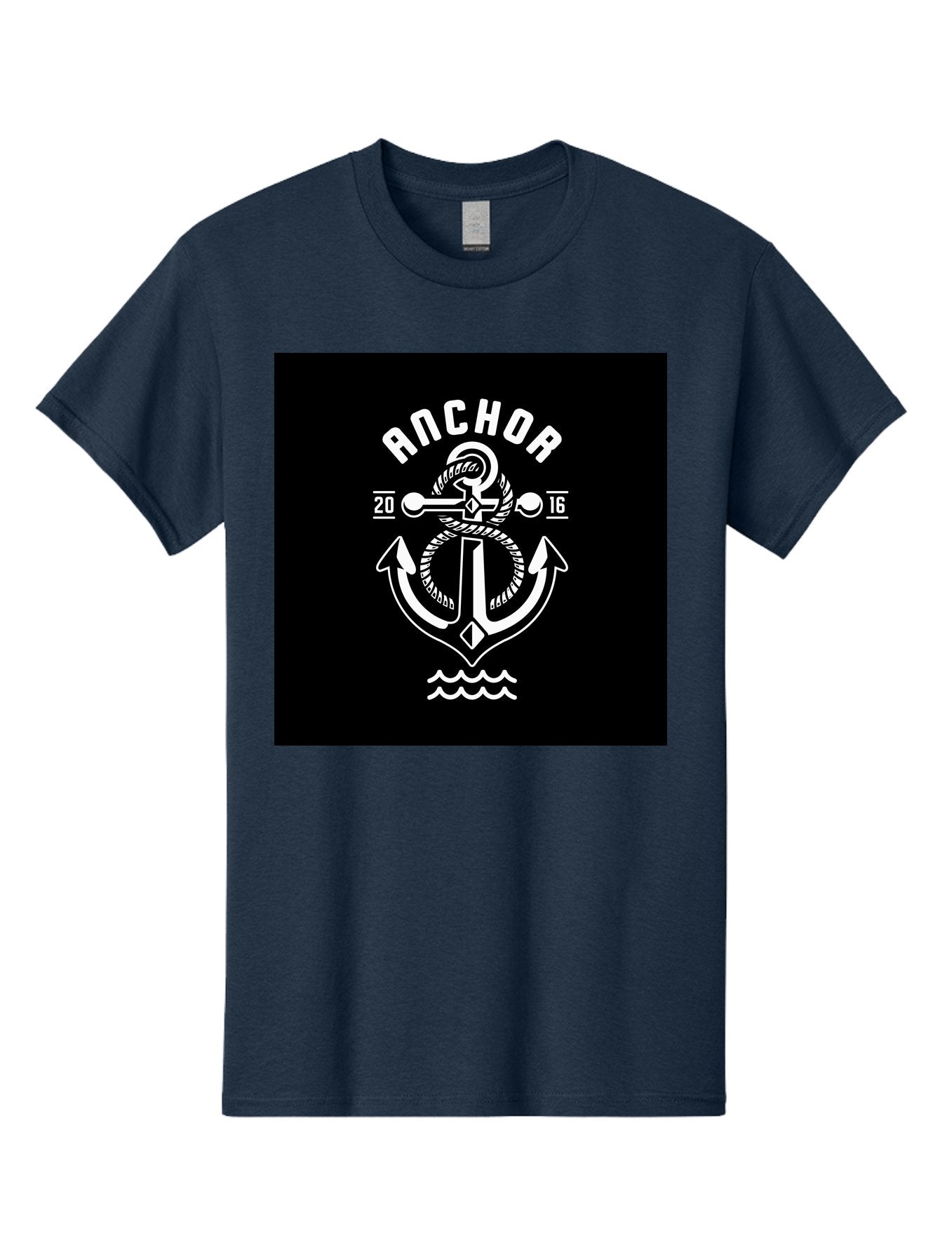 Anchor-2016 Men'S Graphic Tee, 100% Cotton, Comfortable Casual Summer Wear, Machine Washable, Anchor Logo, Nautical Design, Vintage Style, Maritime Symbol, Rope Detail, Anchor Emblem, Sailing Theme, Retro Aesthetic, Sea Waves Aab461 3