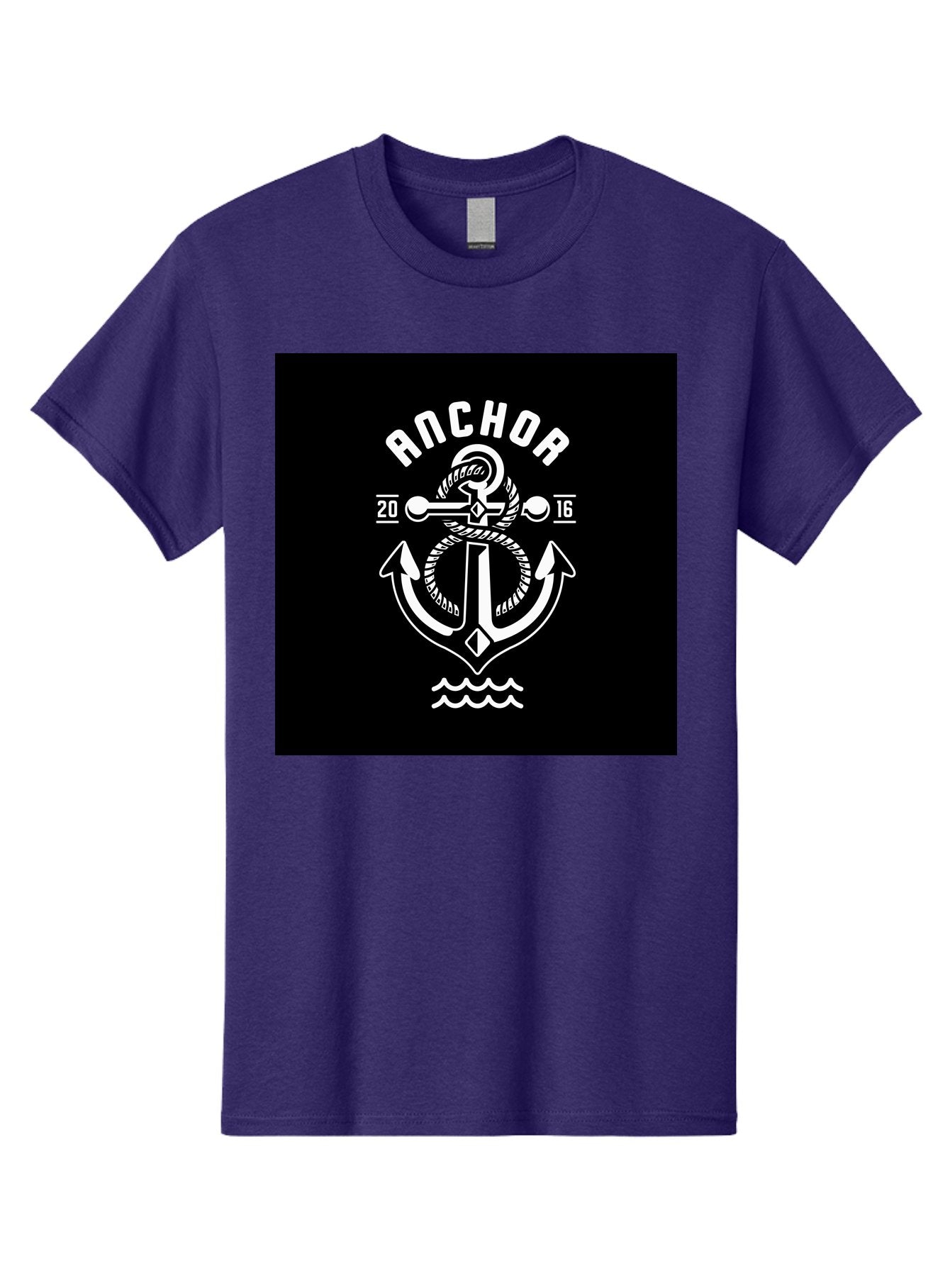 Anchor-2016 Men'S Graphic Tee, 100% Cotton, Comfortable Casual Summer Wear, Machine Washable, Anchor Logo, Nautical Design, Vintage Style, Maritime Symbol, Rope Detail, Anchor Emblem, Sailing Theme, Retro Aesthetic, Sea Waves Aab461 4