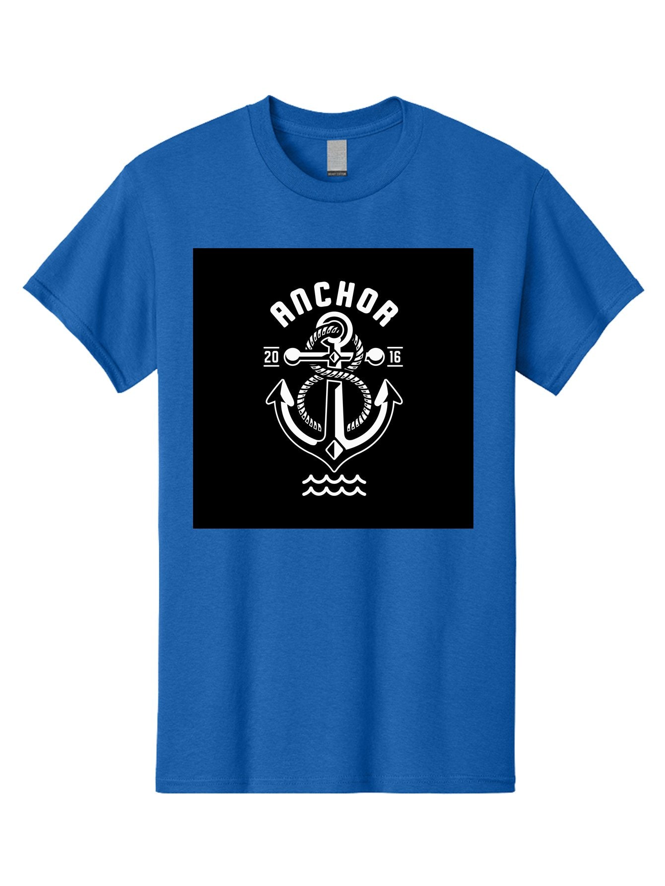 Anchor-2016 Men'S Graphic Tee, 100% Cotton, Comfortable Casual Summer Wear, Machine Washable, Anchor Logo, Nautical Design, Vintage Style, Maritime Symbol, Rope Detail, Anchor Emblem, Sailing Theme, Retro Aesthetic, Sea Waves Aab461