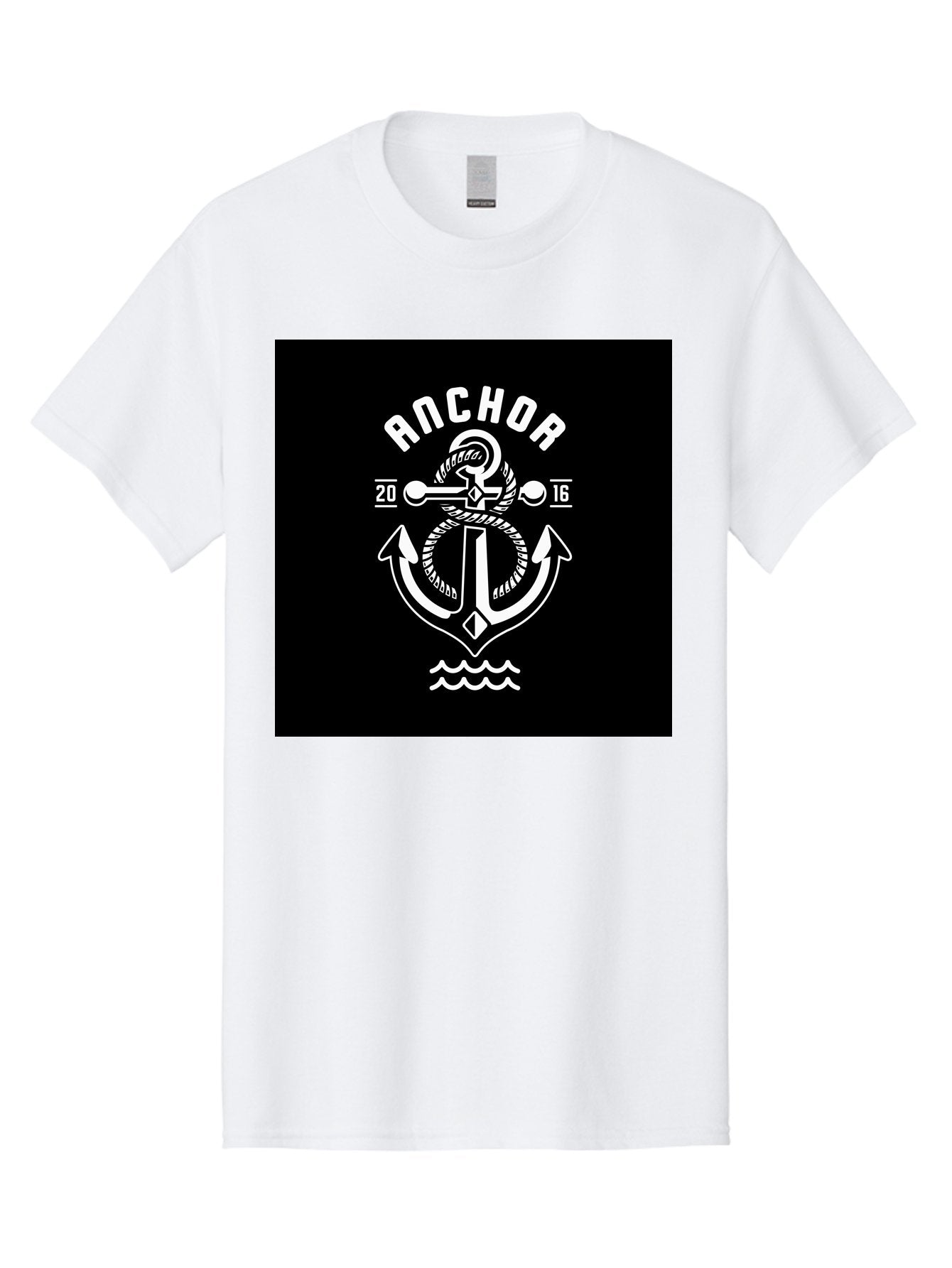 Anchor-2016 Men'S Graphic Tee, 100% Cotton, Comfortable Casual Summer Wear, Machine Washable, Anchor Logo, Nautical Design, Vintage Style, Maritime Symbol, Rope Detail, Anchor Emblem, Sailing Theme, Retro Aesthetic, Sea Waves Aab461