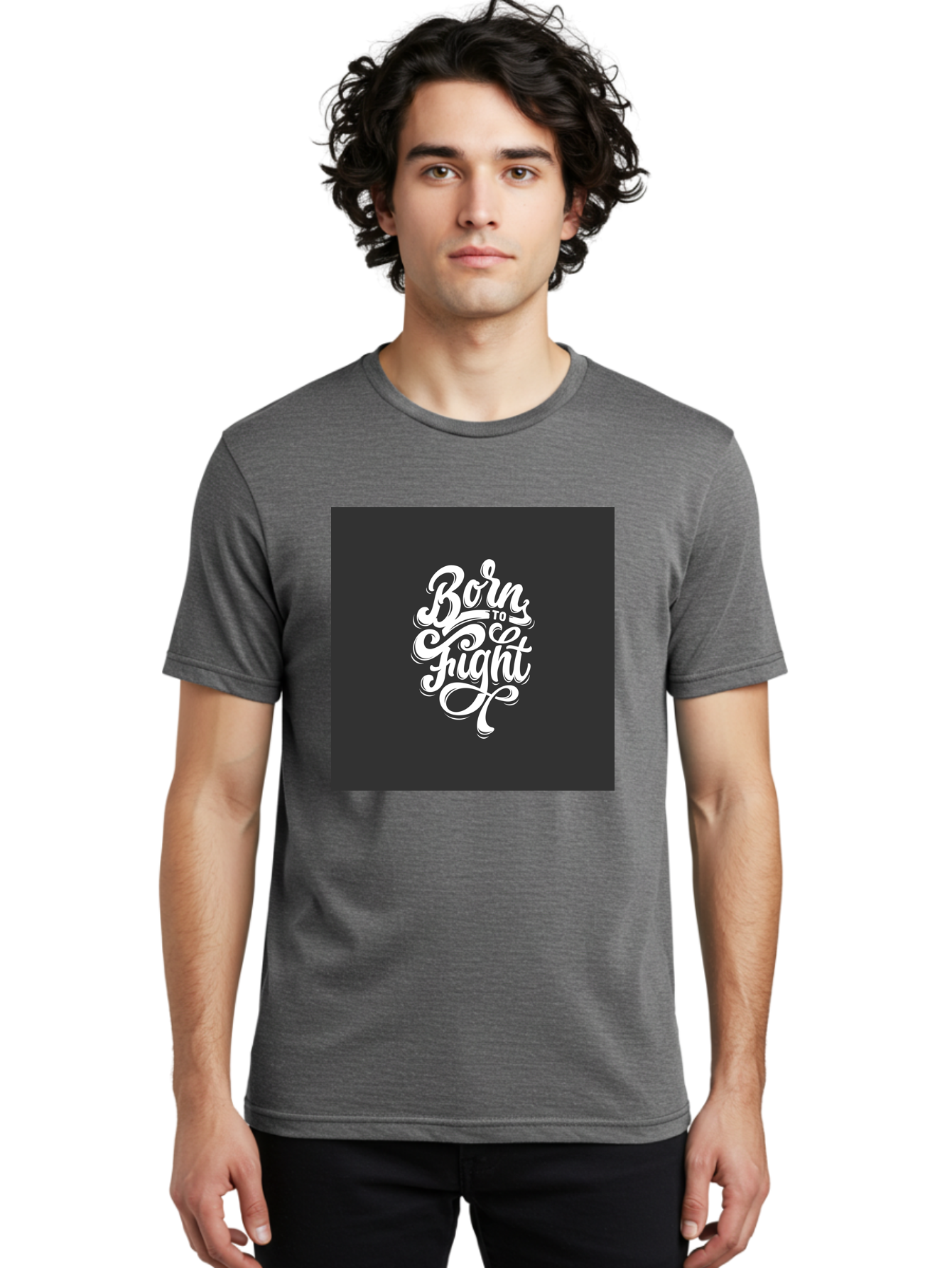 Born-To-Fight Men'S Graphic Tee, 100% Cotton, Comfortable Casual Summer Wear, Machine Washable, Motivational Quote, Inspirational Phrase, Bold Typography, White Lettering, Dark Background, Stylized Font, Fighting Spirit, Motivational Words Aab462 10