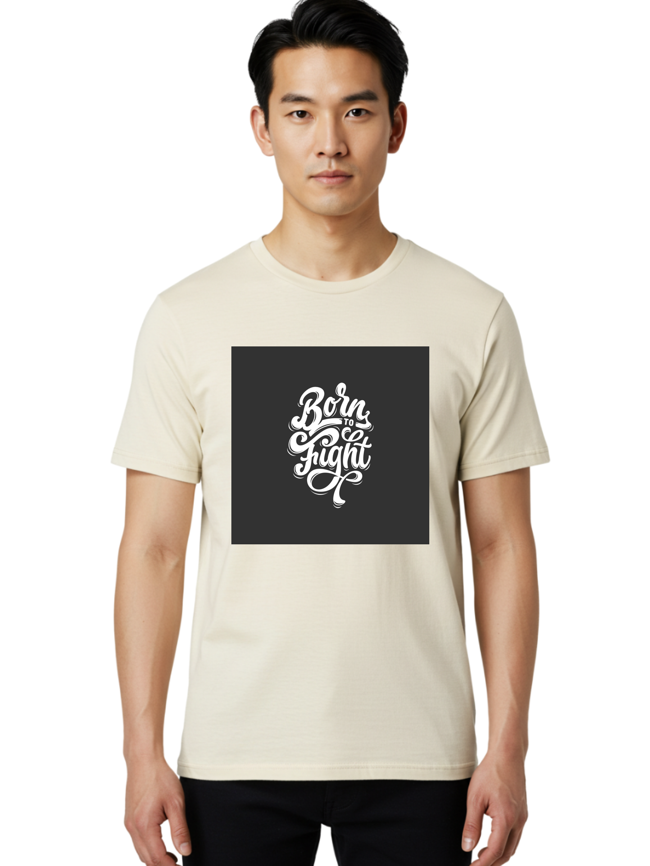 Born-To-Fight Men'S Graphic Tee, 100% Cotton, Comfortable Casual Summer Wear, Machine Washable, Motivational Quote, Inspirational Phrase, Bold Typography, White Lettering, Dark Background, Stylized Font, Fighting Spirit, Motivational Words Aab462 18