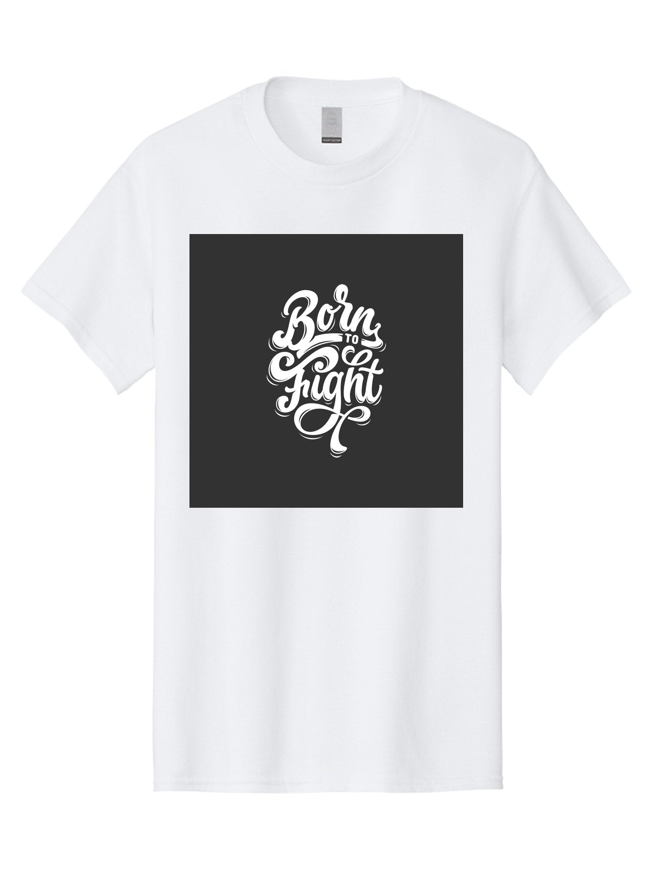 Born-To-Fight Men'S Graphic Tee, 100% Cotton, Comfortable Casual Summer Wear, Machine Washable, Motivational Quote, Inspirational Phrase, Bold Typography, White Lettering, Dark Background, Stylized Font, Fighting Spirit, Motivational Words Aab462 5