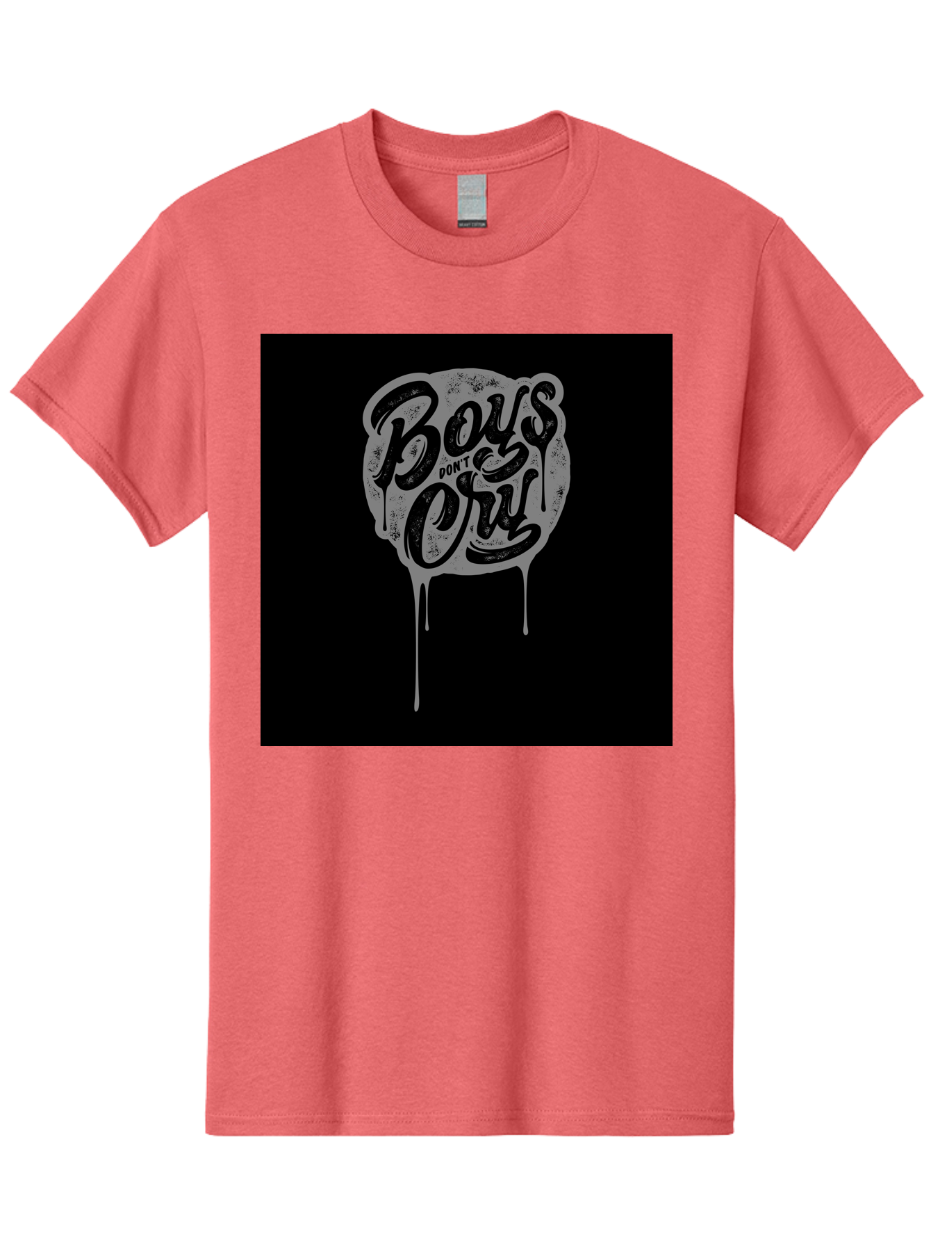 Boys-Don-T-Cry Men'S Graphic Tee, 100% Cotton, Comfortable Casual Summer Wear, Machine Washable, Boys Don'T Cry, Emotional Strength, Bold Typography, Grey Paint Drips, Black Background, Graphic Design, Urban Style, Rock Music, Typographic Art, Aab463 5