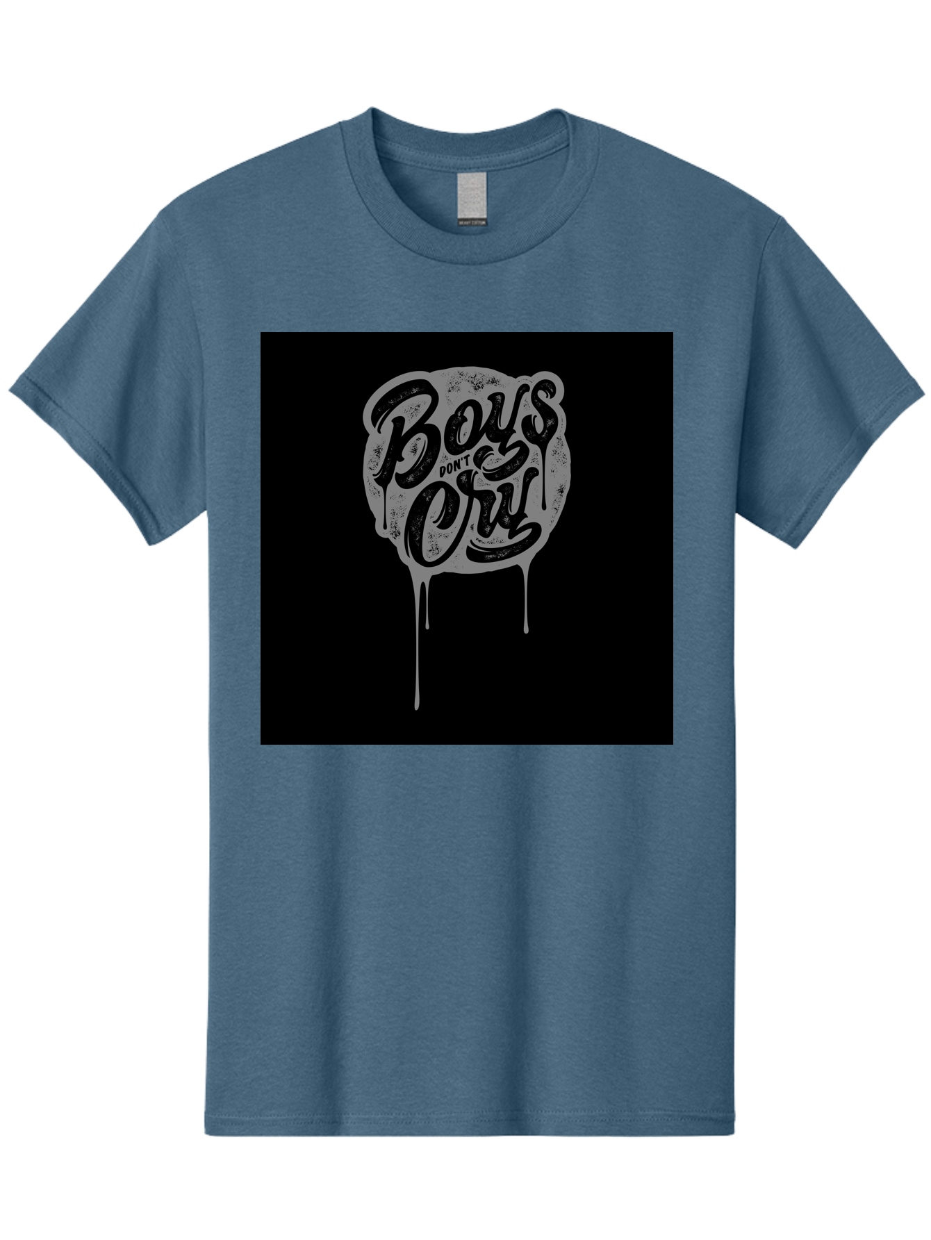 Boys-Don-T-Cry Men'S Graphic Tee, 100% Cotton, Comfortable Casual Summer Wear, Machine Washable, Boys Don'T Cry, Emotional Strength, Bold Typography, Grey Paint Drips, Black Background, Graphic Design, Urban Style, Rock Music, Typographic Art, Aab463 11