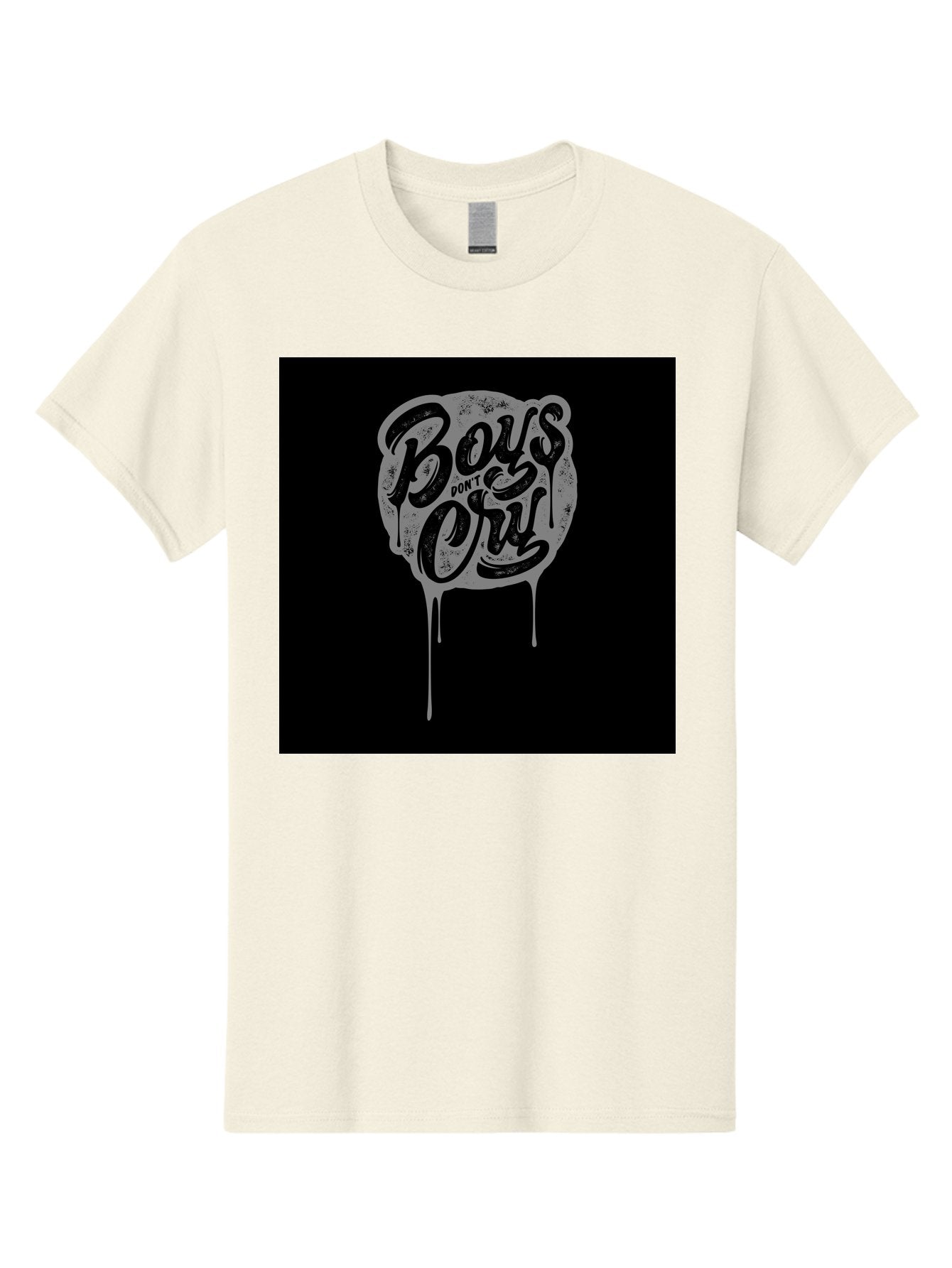 Boys-Don-T-Cry Men'S Graphic Tee, 100% Cotton, Comfortable Casual Summer Wear, Machine Washable, Boys Don'T Cry, Emotional Strength, Bold Typography, Grey Paint Drips, Black Background, Graphic Design, Urban Style, Rock Music, Typographic Art, Aab463 7