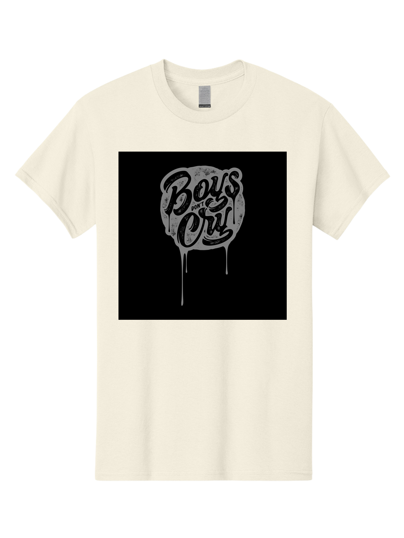 Boys-Don-T-Cry Men'S Graphic Tee, 100% Cotton, Comfortable Casual Summer Wear, Machine Washable, Boys Don'T Cry, Emotional Strength, Bold Typography, Grey Paint Drips, Black Background, Graphic Design, Urban Style, Rock Music, Typographic Art, Aab463 17