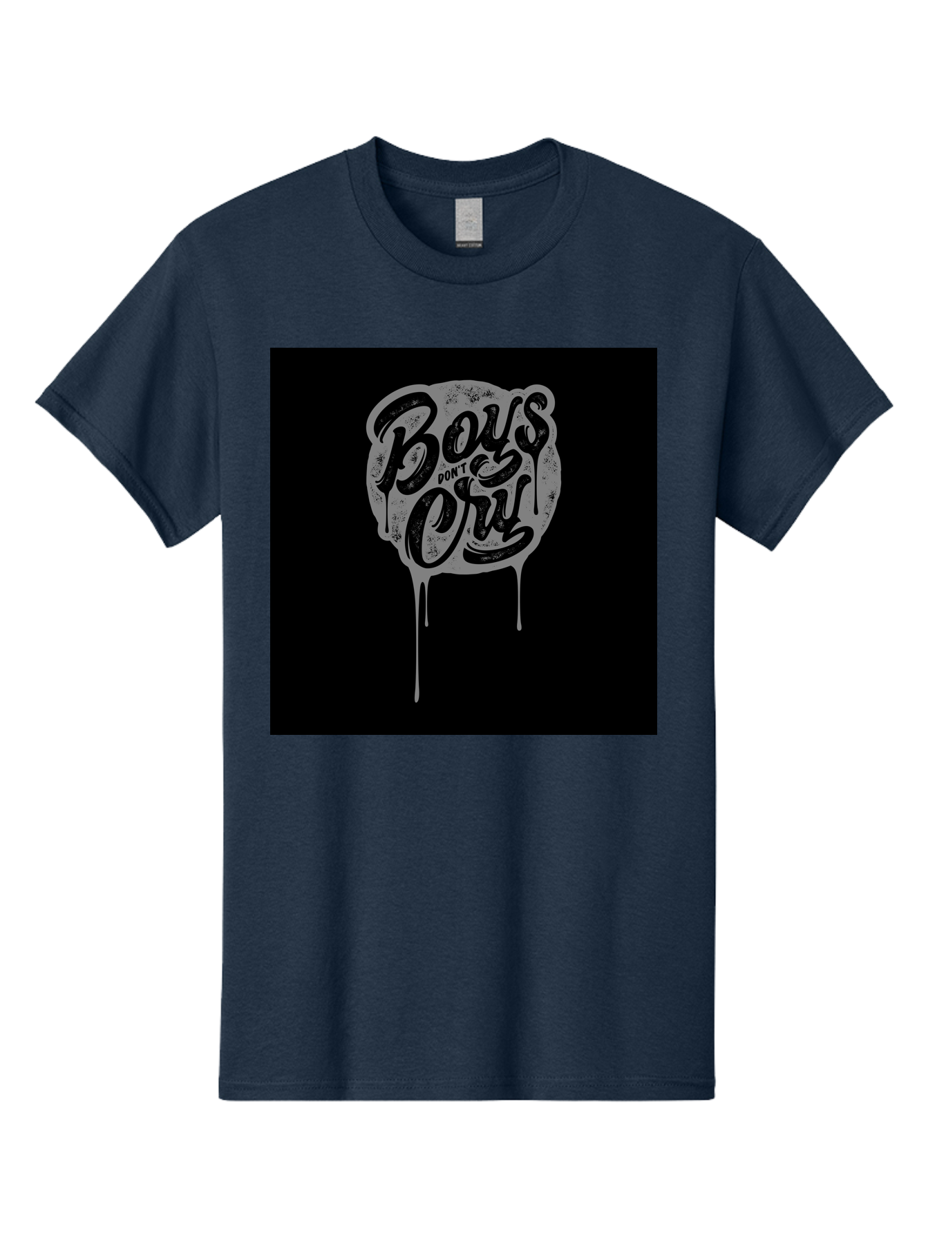 Boys-Don-T-Cry Men'S Graphic Tee, 100% Cotton, Comfortable Casual Summer Wear, Machine Washable, Boys Don'T Cry, Emotional Strength, Bold Typography, Grey Paint Drips, Black Background, Graphic Design, Urban Style, Rock Music, Typographic Art, Aab463 19