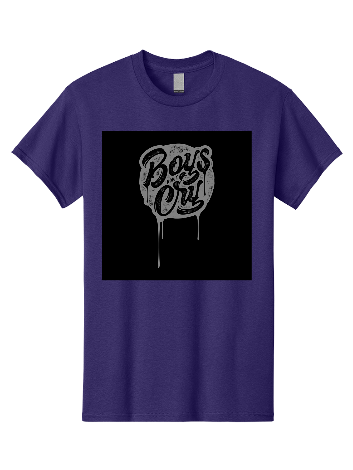 Boys-Don-T-Cry Men'S Graphic Tee, 100% Cotton, Comfortable Casual Summer Wear, Machine Washable, Boys Don'T Cry, Emotional Strength, Bold Typography, Grey Paint Drips, Black Background, Graphic Design, Urban Style, Rock Music, Typographic Art, Aab463 21