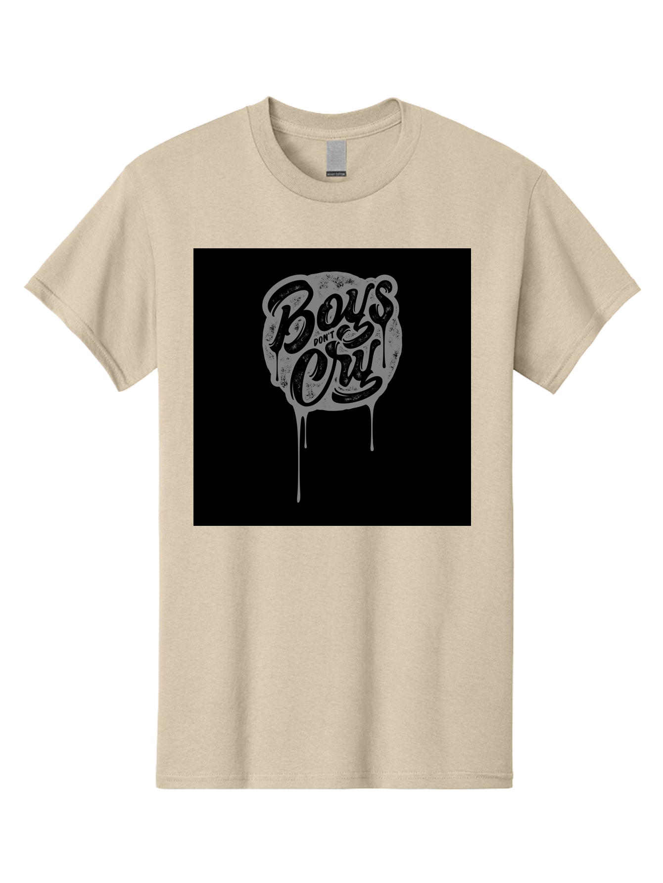 Boys-Don-T-Cry Men'S Graphic Tee, 100% Cotton, Comfortable Casual Summer Wear, Machine Washable, Boys Don'T Cry, Emotional Strength, Bold Typography, Grey Paint Drips, Black Background, Graphic Design, Urban Style, Rock Music, Typographic Art, Aab463 27