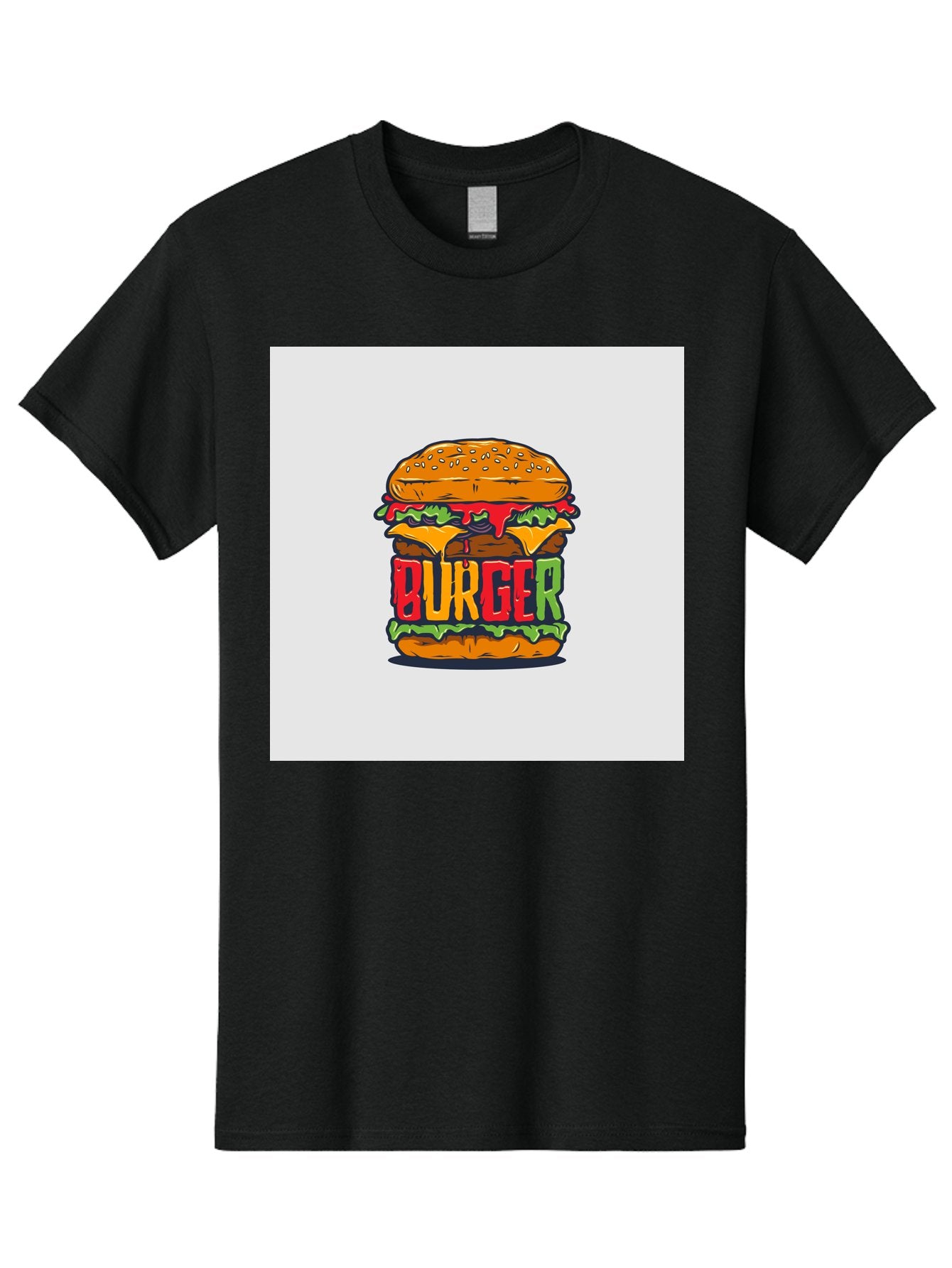 Burger Men'S Graphic Tee, 100% Cotton, Comfortable Casual Summer Wear, Machine Washable, Cartoon Burger, Juicy Patty, Melted Cheese, Fresh Lettuce, Ketchup Dripping, Sesame Seed Bun, Colorful Illustration, Fast Food, Burger Joint, Tasty Meal, Aab464 11