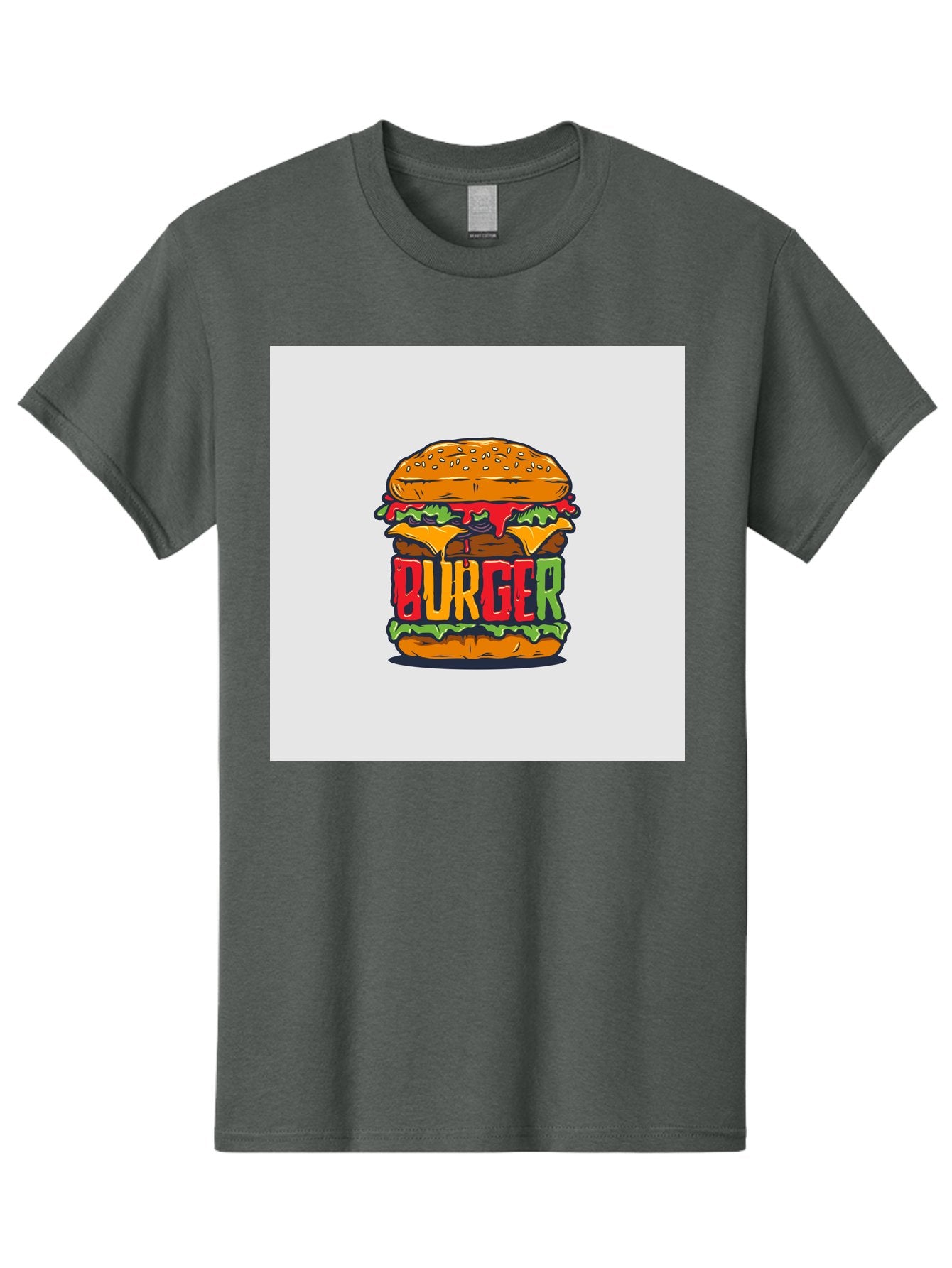 Burger Men'S Graphic Tee, 100% Cotton, Comfortable Casual Summer Wear, Machine Washable, Cartoon Burger, Juicy Patty, Melted Cheese, Fresh Lettuce, Ketchup Dripping, Sesame Seed Bun, Colorful Illustration, Fast Food, Burger Joint, Tasty Meal, Aab464 10