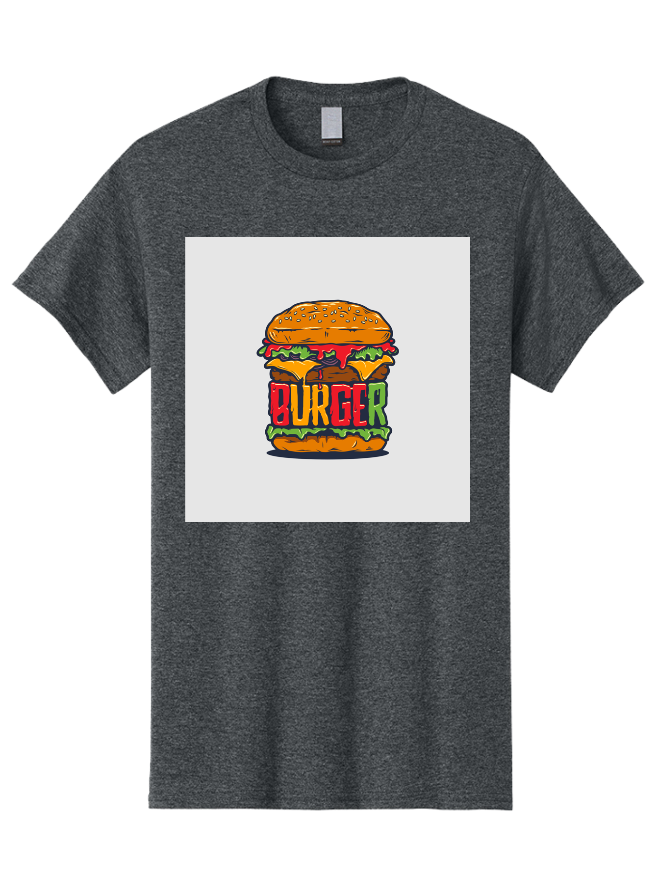 Burger Men'S Graphic Tee, 100% Cotton, Comfortable Casual Summer Wear, Machine Washable, Cartoon Burger, Juicy Patty, Melted Cheese, Fresh Lettuce, Ketchup Dripping, Sesame Seed Bun, Colorful Illustration, Fast Food, Burger Joint, Tasty Meal, Aab464 7