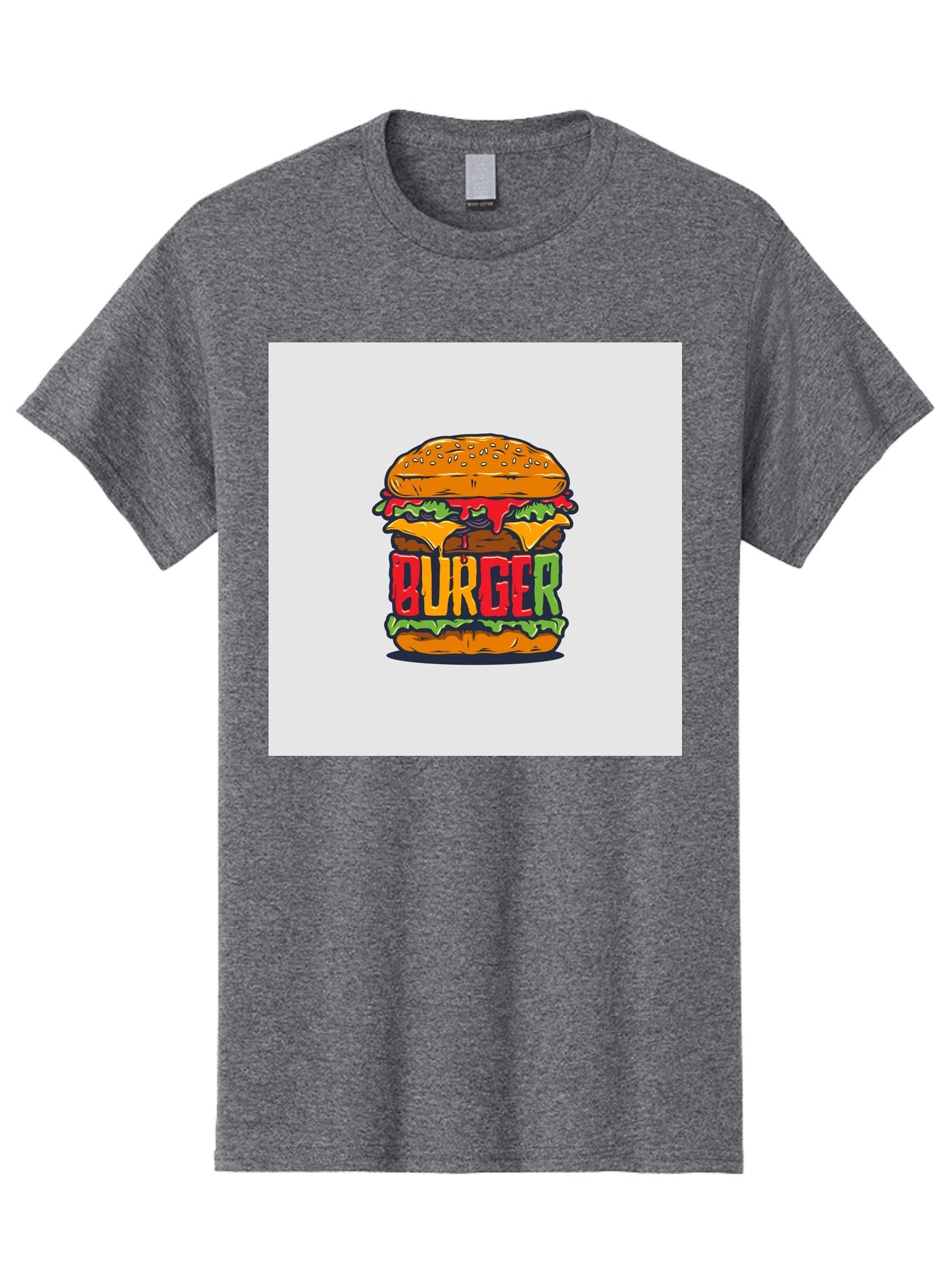 Burger Men'S Graphic Tee, 100% Cotton, Comfortable Casual Summer Wear, Machine Washable, Cartoon Burger, Juicy Patty, Melted Cheese, Fresh Lettuce, Ketchup Dripping, Sesame Seed Bun, Colorful Illustration, Fast Food, Burger Joint, Tasty Meal, Aab464 8