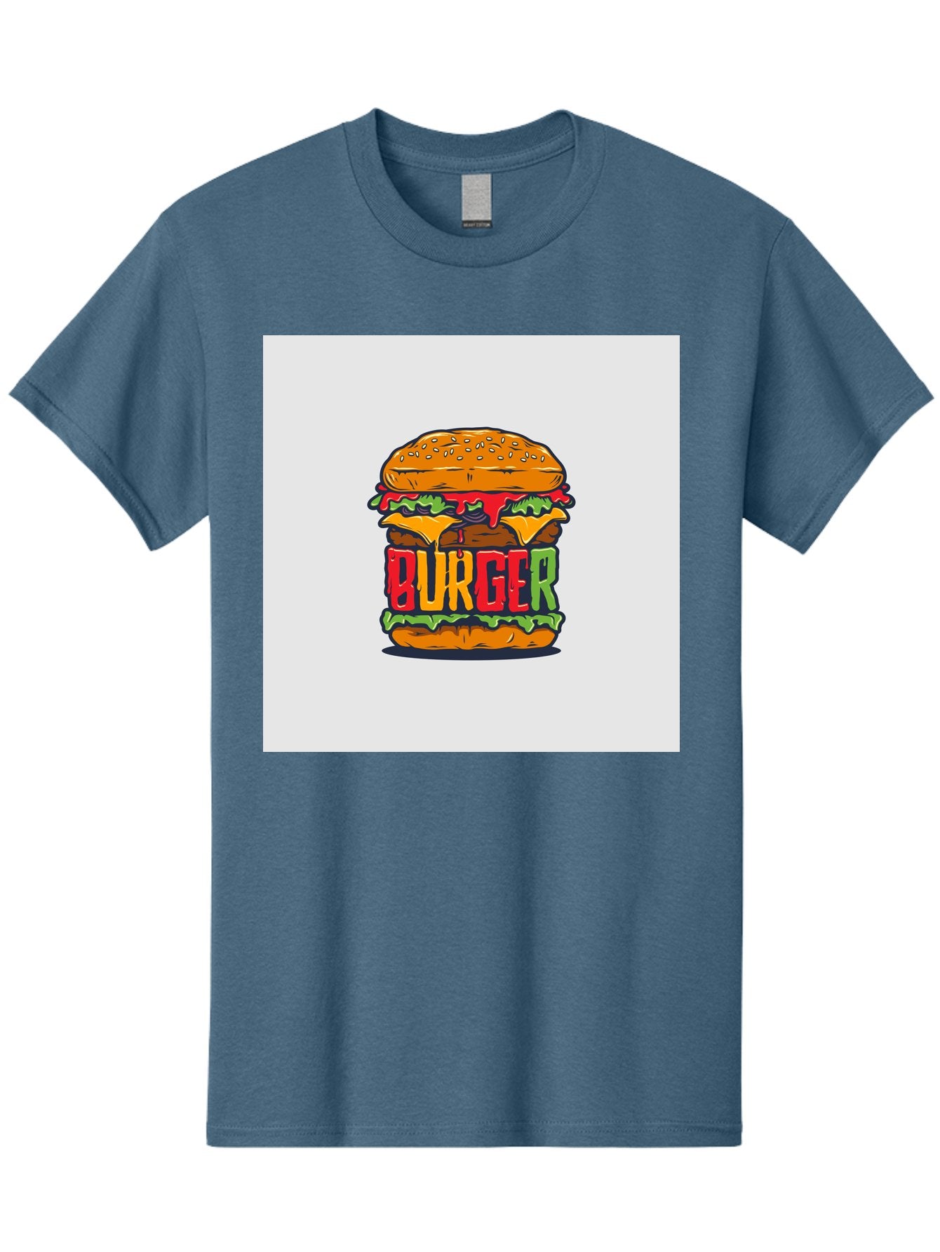 Burger Men'S Graphic Tee, 100% Cotton, Comfortable Casual Summer Wear, Machine Washable, Cartoon Burger, Juicy Patty, Melted Cheese, Fresh Lettuce, Ketchup Dripping, Sesame Seed Bun, Colorful Illustration, Fast Food, Burger Joint, Tasty Meal, Aab464 13