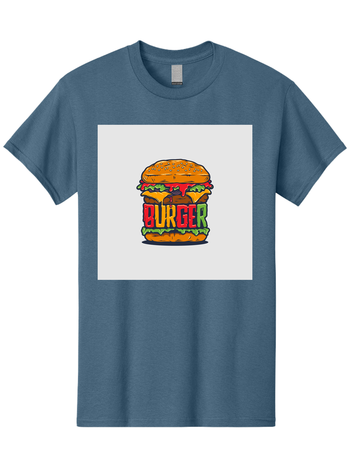 Burger Men'S Graphic Tee, 100% Cotton, Comfortable Casual Summer Wear, Machine Washable, Cartoon Burger, Juicy Patty, Melted Cheese, Fresh Lettuce, Ketchup Dripping, Sesame Seed Bun, Colorful Illustration, Fast Food, Burger Joint, Tasty Meal, Aab464 11