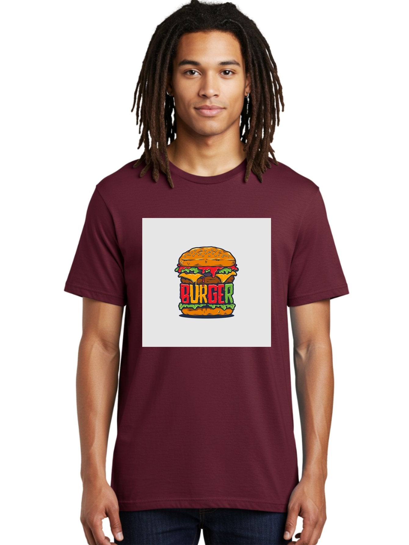Burger Men'S Graphic Tee, 100% Cotton, Comfortable Casual Summer Wear, Machine Washable, Cartoon Burger, Juicy Patty, Melted Cheese, Fresh Lettuce, Ketchup Dripping, Sesame Seed Bun, Colorful Illustration, Fast Food, Burger Joint, Tasty Meal, Aab464 29
