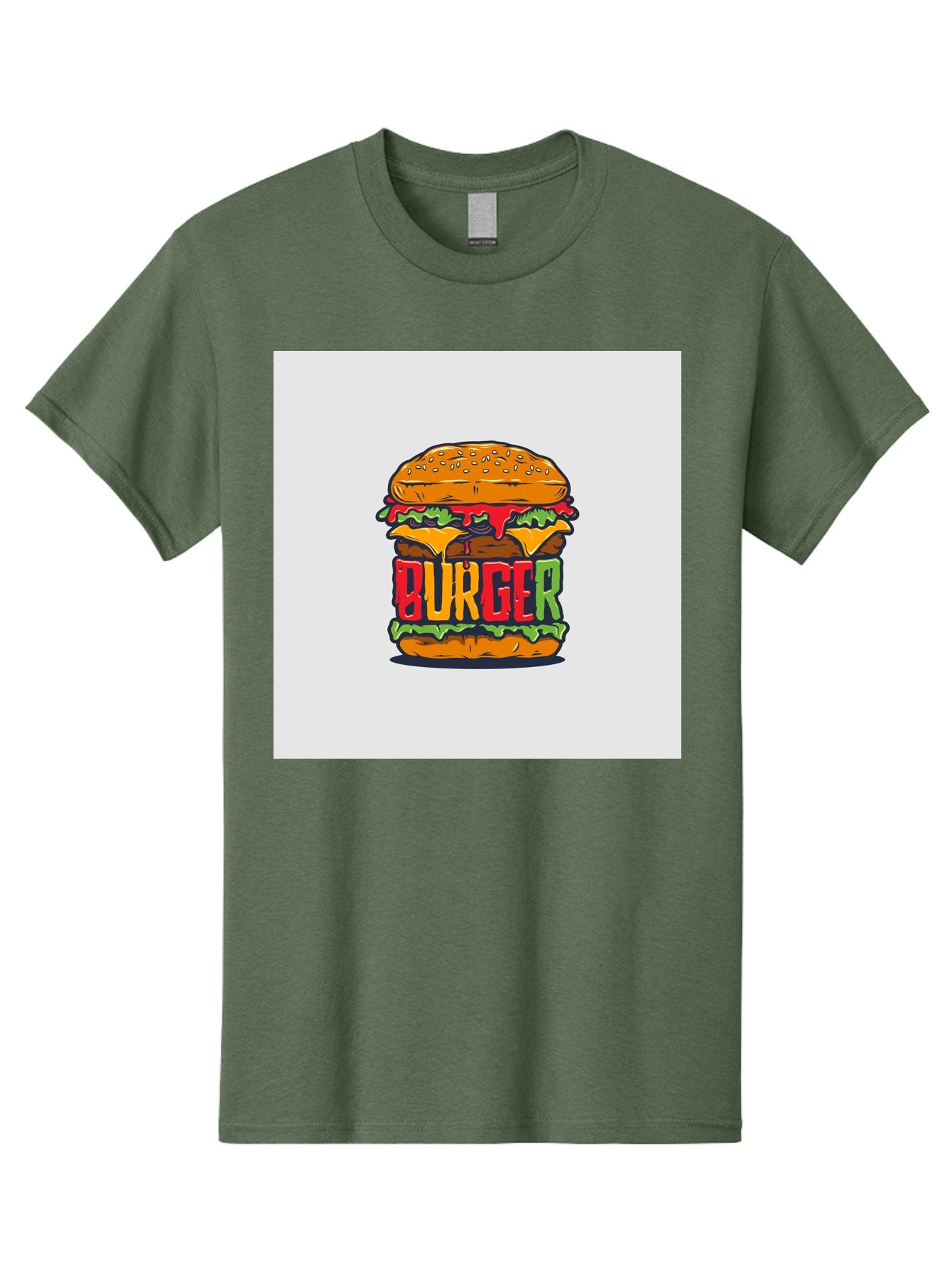 Burger Men'S Graphic Tee, 100% Cotton, Comfortable Casual Summer Wear, Machine Washable, Cartoon Burger, Juicy Patty, Melted Cheese, Fresh Lettuce, Ketchup Dripping, Sesame Seed Bun, Colorful Illustration, Fast Food, Burger Joint, Tasty Meal, Aab464 7