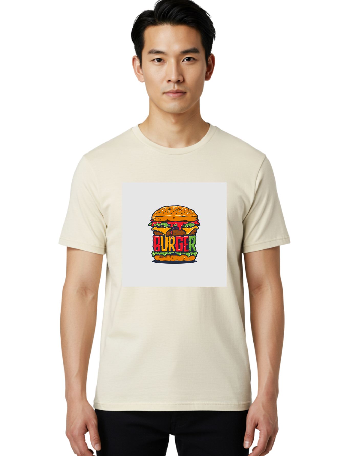 Burger Men'S Graphic Tee, 100% Cotton, Comfortable Casual Summer Wear, Machine Washable, Cartoon Burger, Juicy Patty, Melted Cheese, Fresh Lettuce, Ketchup Dripping, Sesame Seed Bun, Colorful Illustration, Fast Food, Burger Joint, Tasty Meal, Aab464 18