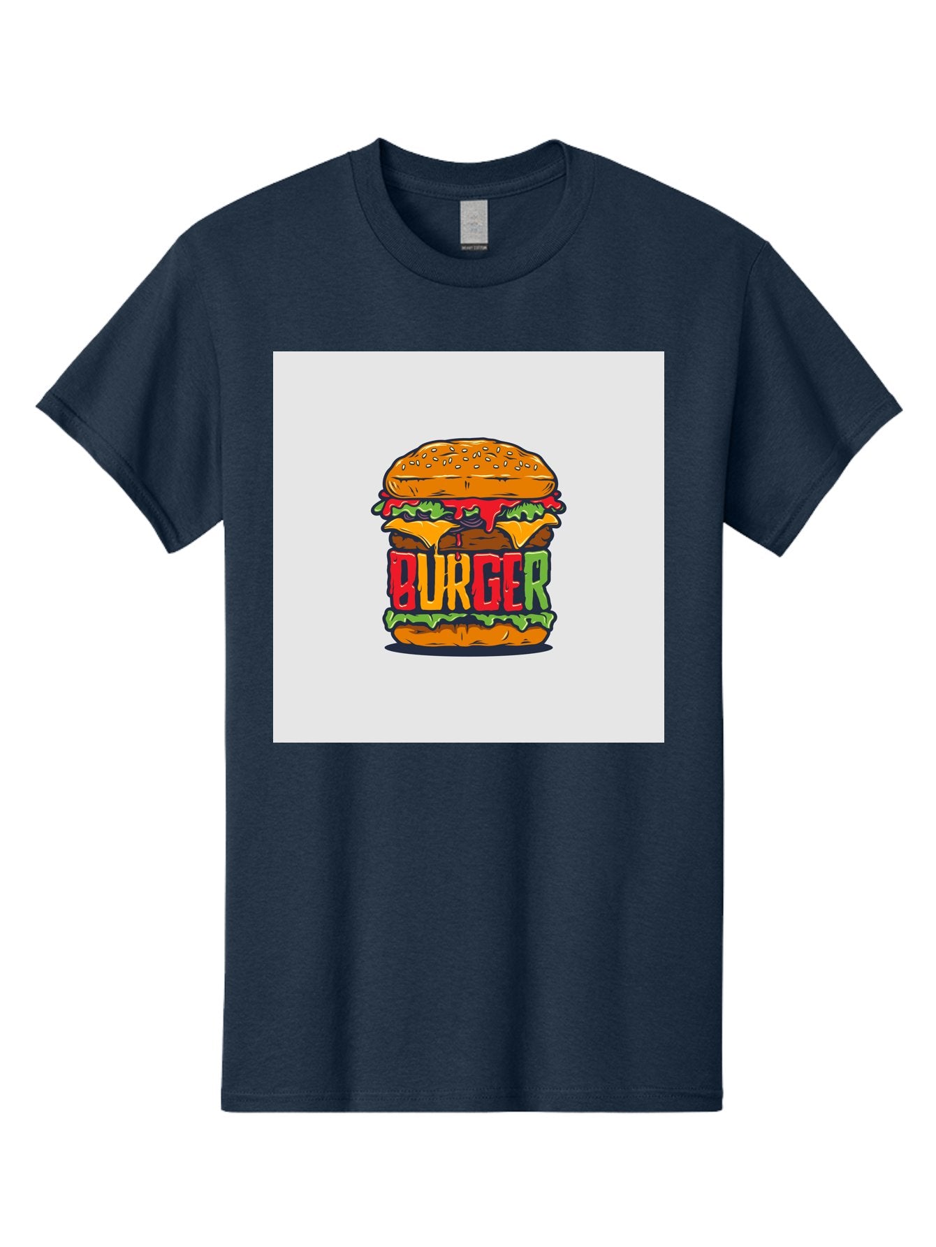 Burger Men'S Graphic Tee, 100% Cotton, Comfortable Casual Summer Wear, Machine Washable, Cartoon Burger, Juicy Patty, Melted Cheese, Fresh Lettuce, Ketchup Dripping, Sesame Seed Bun, Colorful Illustration, Fast Food, Burger Joint, Tasty Meal, Aab464 9