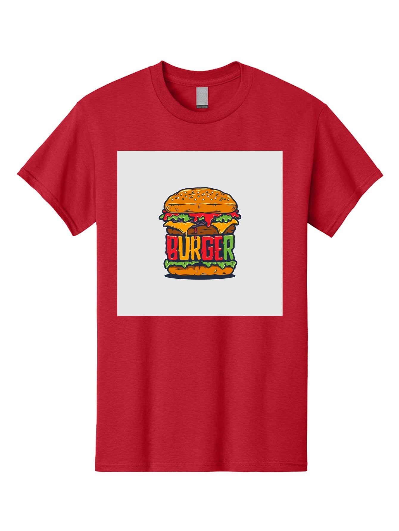 Burger Men'S Graphic Tee, 100% Cotton, Comfortable Casual Summer Wear, Machine Washable, Cartoon Burger, Juicy Patty, Melted Cheese, Fresh Lettuce, Ketchup Dripping, Sesame Seed Bun, Colorful Illustration, Fast Food, Burger Joint, Tasty Meal, Aab464 4