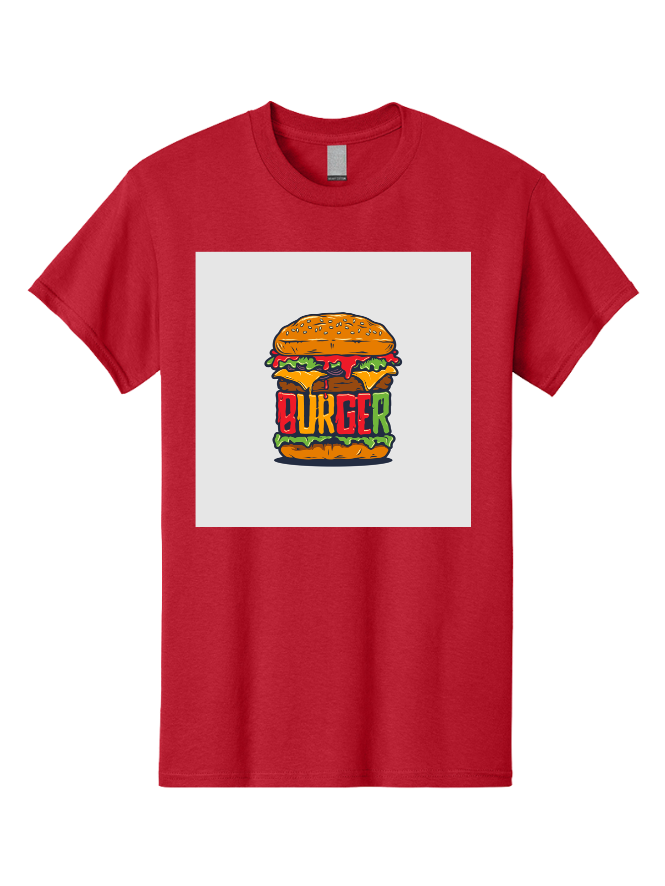 Burger Men'S Graphic Tee, 100% Cotton, Comfortable Casual Summer Wear, Machine Washable, Cartoon Burger, Juicy Patty, Melted Cheese, Fresh Lettuce, Ketchup Dripping, Sesame Seed Bun, Colorful Illustration, Fast Food, Burger Joint, Tasty Meal, Aab464 23