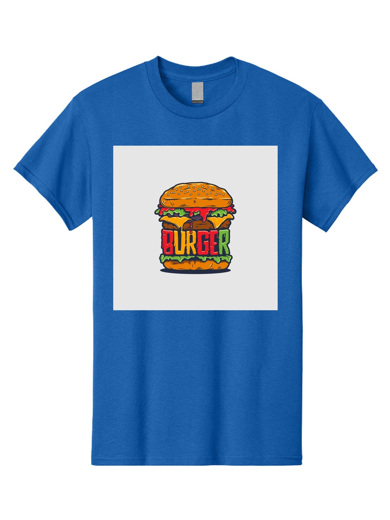 Burger Men'S Graphic Tee, 100% Cotton, Comfortable Casual Summer Wear, Machine Washable, Cartoon Burger, Juicy Patty, Melted Cheese, Fresh Lettuce, Ketchup Dripping, Sesame Seed Bun, Colorful Illustration, Fast Food, Burger Joint, Tasty Meal, Aab464 12