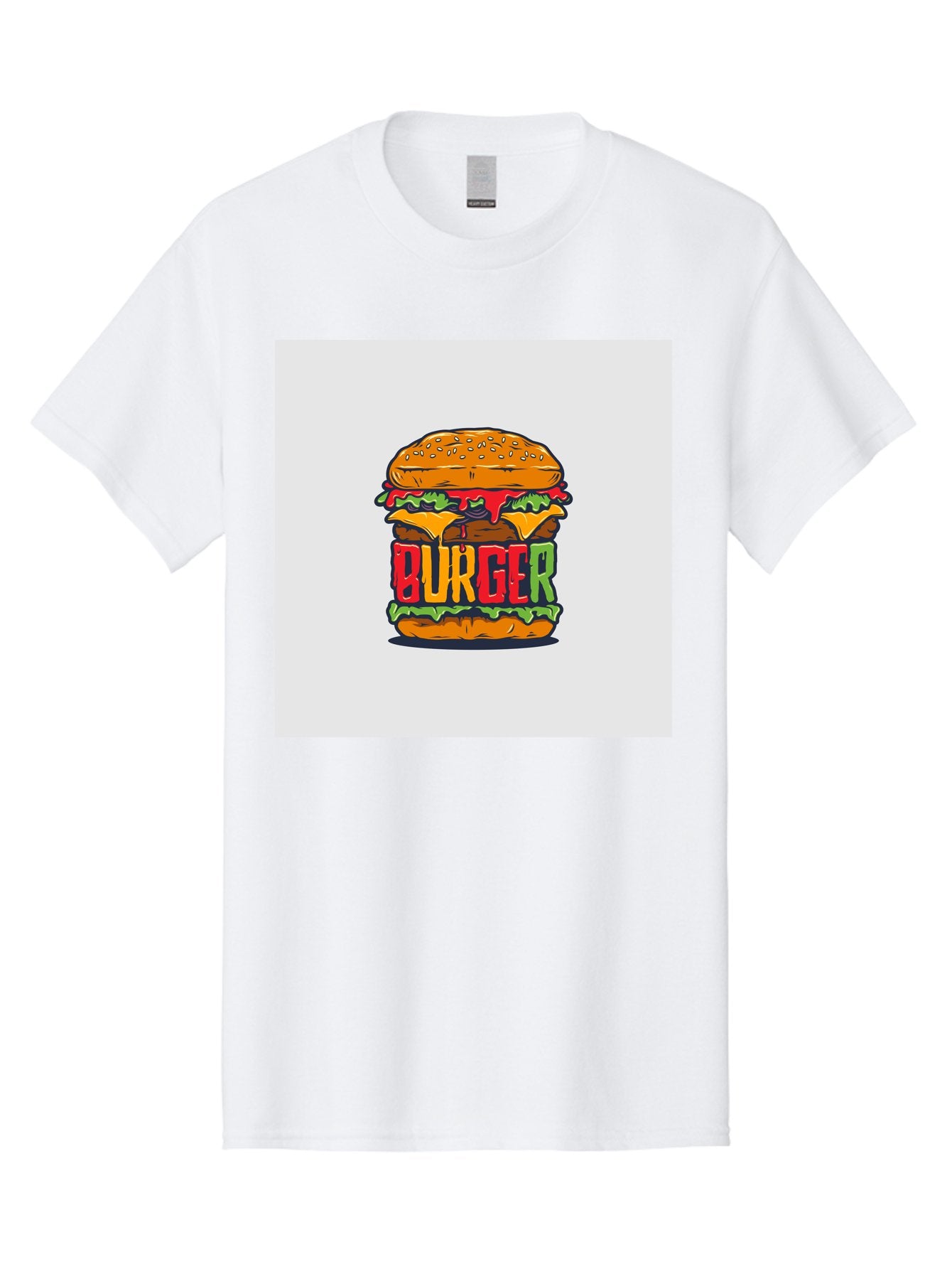 Burger Men'S Graphic Tee, 100% Cotton, Comfortable Casual Summer Wear, Machine Washable, Cartoon Burger, Juicy Patty, Melted Cheese, Fresh Lettuce, Ketchup Dripping, Sesame Seed Bun, Colorful Illustration, Fast Food, Burger Joint, Tasty Meal, Aab464 5