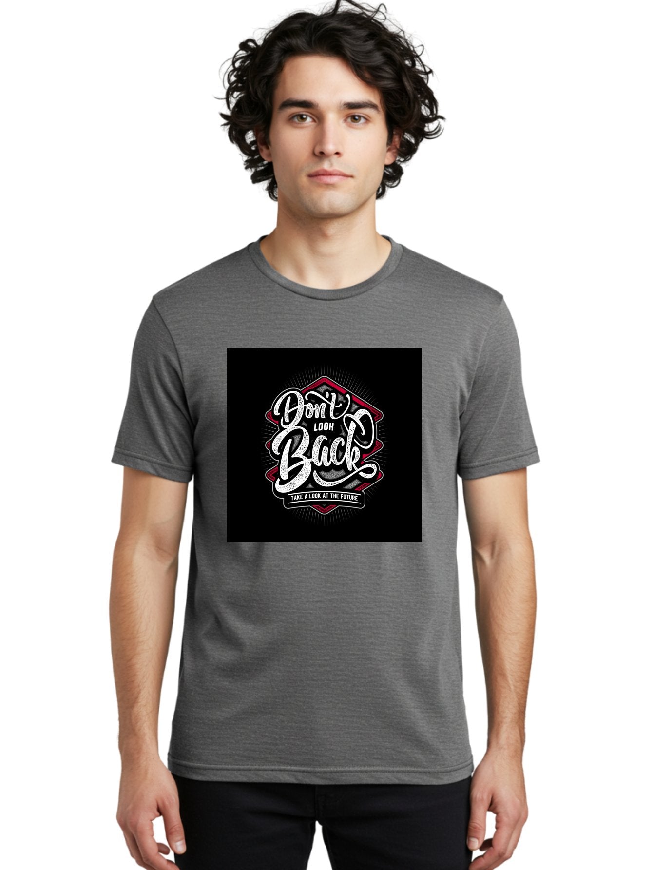 Don-T-Look-Back Men'S Graphic Tee, 100% Cotton, Comfortable Casual Summer Wear, Machine Washable, Motivational Quote, Inspirational Saying, Don'T Look Back, Take A Look At The Future, Motivational Poster, Typography Art, Bold Font, Aab465 17