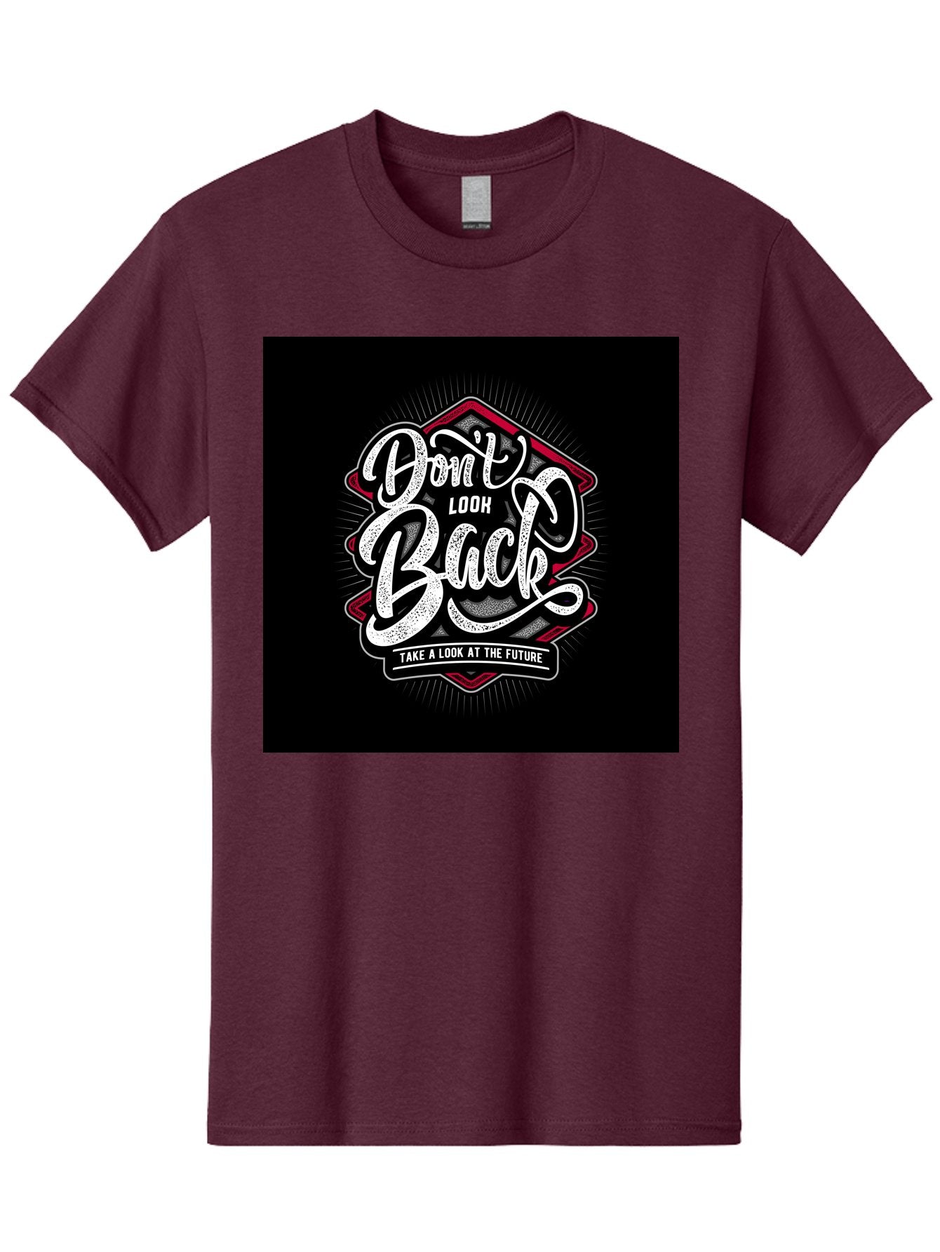 Don-T-Look-Back Men'S Graphic Tee, 100% Cotton, Comfortable Casual Summer Wear, Machine Washable, Motivational Quote, Inspirational Saying, Don'T Look Back, Take A Look At The Future, Motivational Poster, Typography Art, Bold Font, Aab465