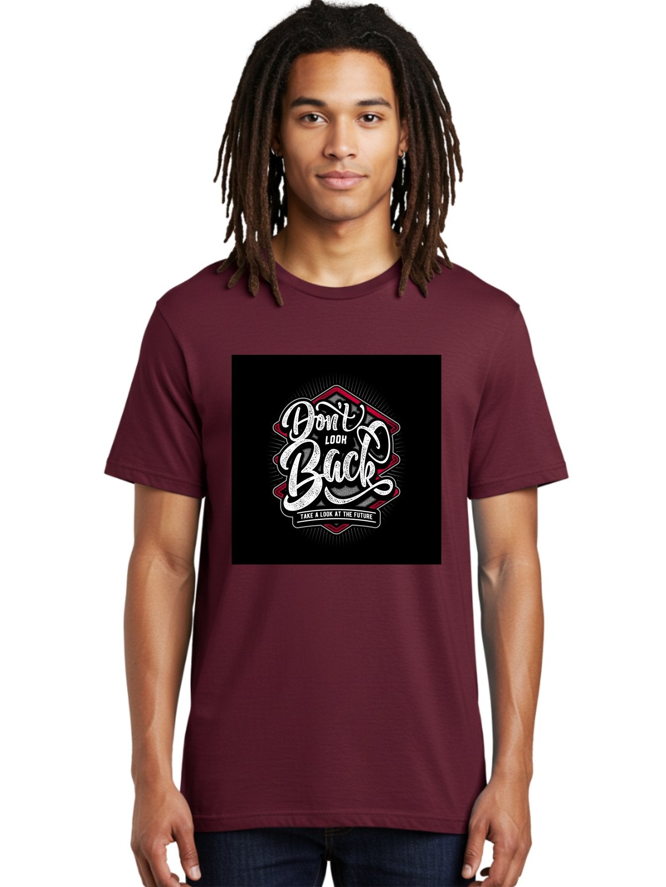 Don-T-Look-Back Men'S Graphic Tee, 100% Cotton, Comfortable Casual Summer Wear, Machine Washable, Motivational Quote, Inspirational Saying, Don'T Look Back, Take A Look At The Future, Motivational Poster, Typography Art, Bold Font, Aab465 19
