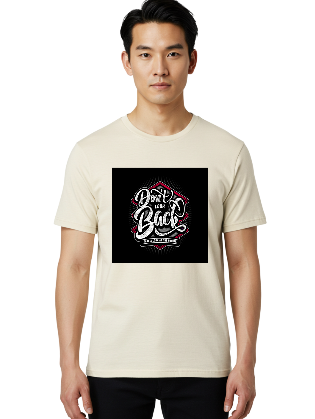 Don-T-Look-Back Men'S Graphic Tee, 100% Cotton, Comfortable Casual Summer Wear, Machine Washable, Motivational Quote, Inspirational Saying, Don'T Look Back, Take A Look At The Future, Motivational Poster, Typography Art, Bold Font, Aab465 18