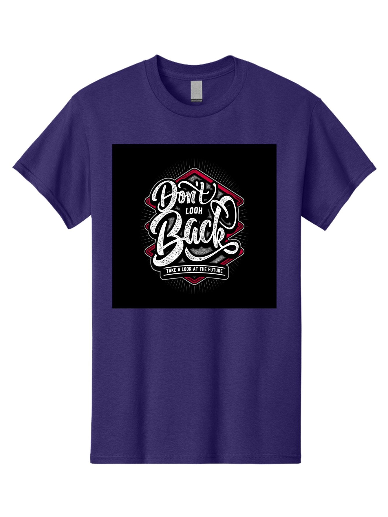 Don-T-Look-Back Men'S Graphic Tee, 100% Cotton, Comfortable Casual Summer Wear, Machine Washable, Motivational Quote, Inspirational Saying, Don'T Look Back, Take A Look At The Future, Motivational Poster, Typography Art, Bold Font, Aab465
