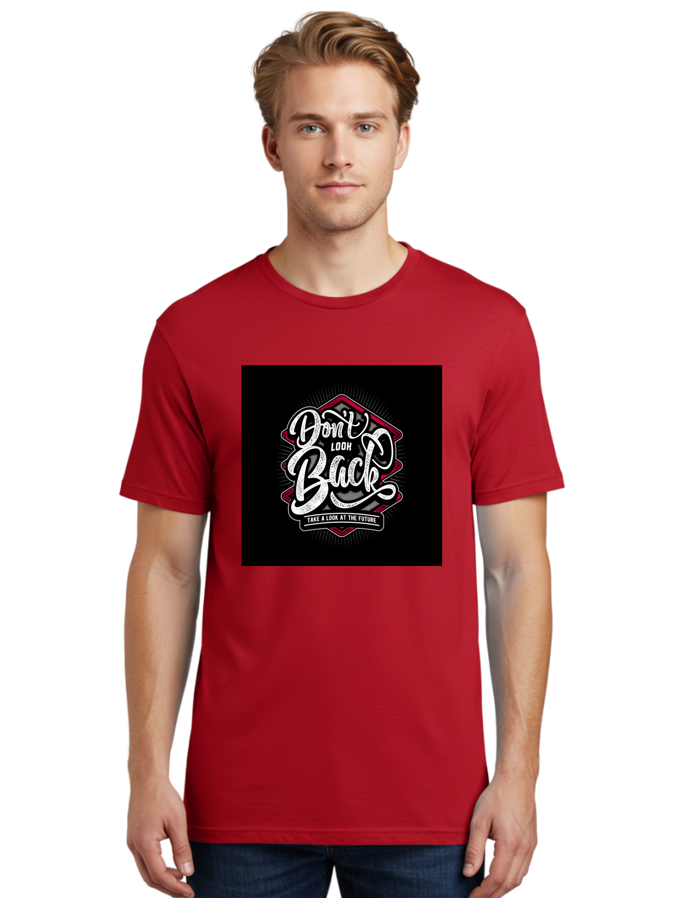 Don-T-Look-Back Men'S Graphic Tee, 100% Cotton, Comfortable Casual Summer Wear, Machine Washable, Motivational Quote, Inspirational Saying, Don'T Look Back, Take A Look At The Future, Motivational Poster, Typography Art, Bold Font, Aab465 24