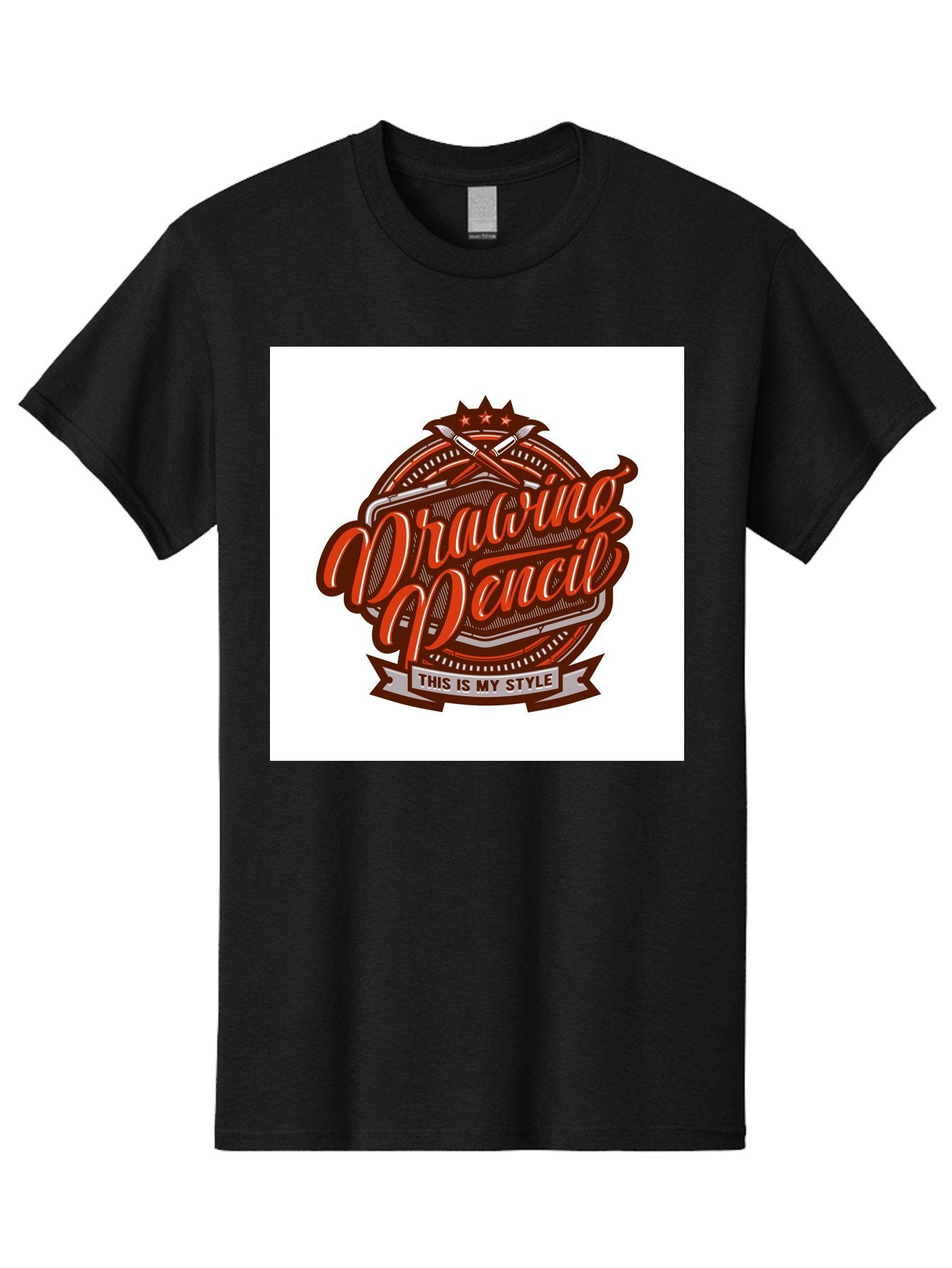 Drawing-Pencil Men'S Graphic Tee, 100% Cotton, Comfortable Casual Summer Wear, Machine Washable, Artistic Expression, Drawing Tools, Creative Style, Vintage Graphics, Artistic Pencils, Illustration Design, Sketching Supplies, Drawing Pencil, Aab466 13