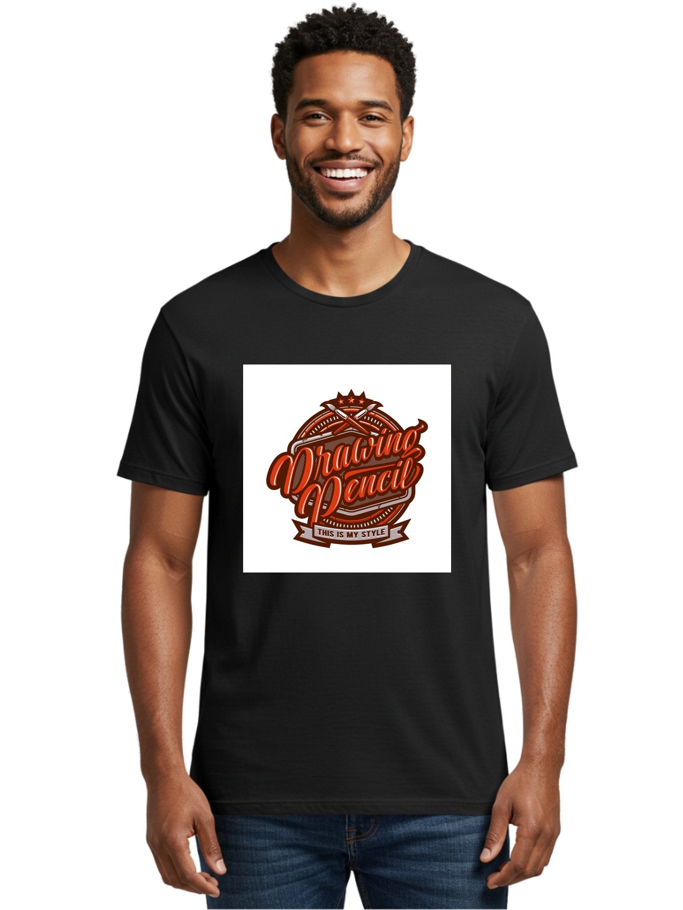 Drawing-Pencil Men'S Graphic Tee, 100% Cotton, Comfortable Casual Summer Wear, Machine Washable, Artistic Expression, Drawing Tools, Creative Style, Vintage Graphics, Artistic Pencils, Illustration Design, Sketching Supplies, Drawing Pencil, Aab466 20