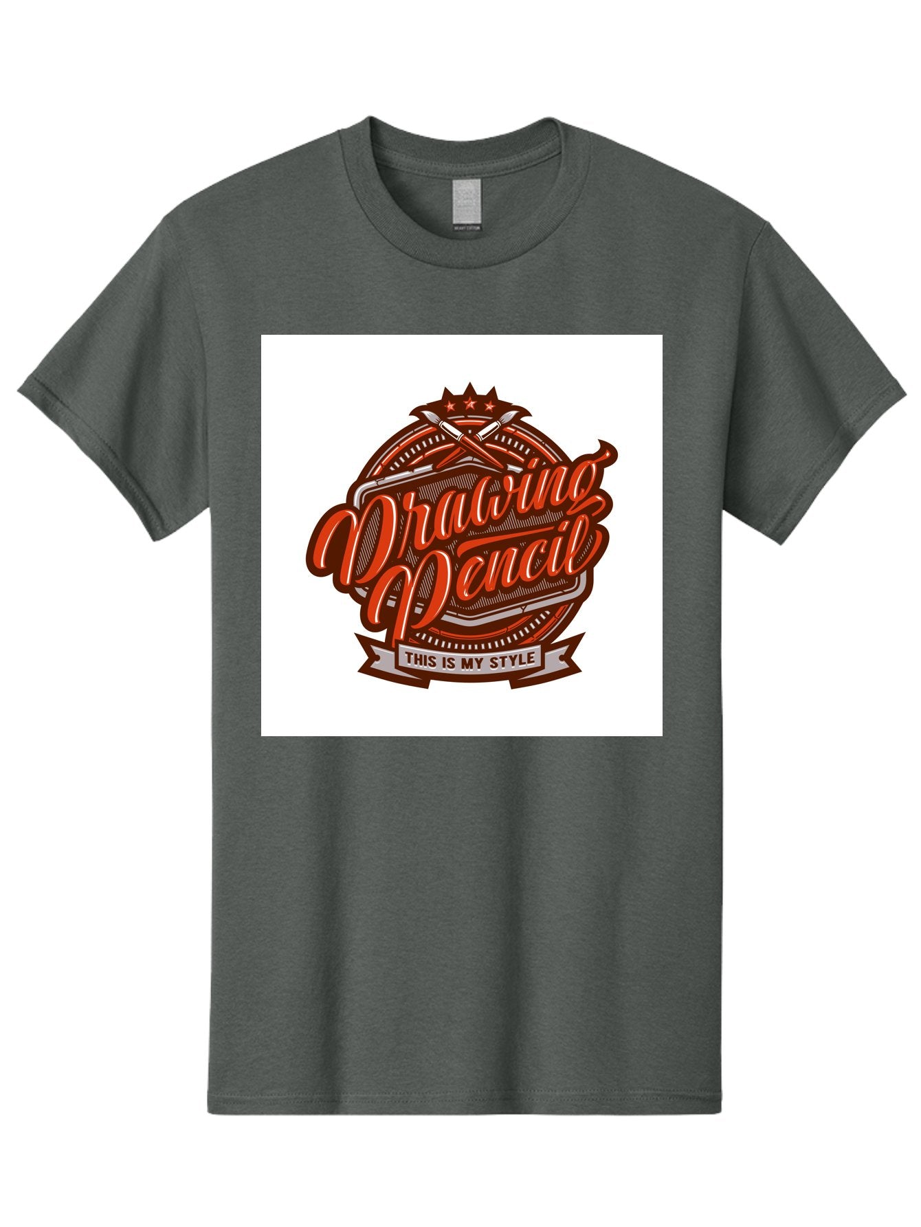 Drawing-Pencil Men'S Graphic Tee, 100% Cotton, Comfortable Casual Summer Wear, Machine Washable, Artistic Expression, Drawing Tools, Creative Style, Vintage Graphics, Artistic Pencils, Illustration Design, Sketching Supplies, Drawing Pencil, Aab466 12