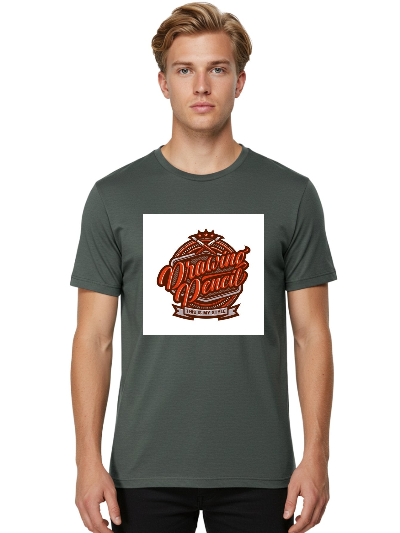 Drawing-Pencil Men'S Graphic Tee, 100% Cotton, Comfortable Casual Summer Wear, Machine Washable, Artistic Expression, Drawing Tools, Creative Style, Vintage Graphics, Artistic Pencils, Illustration Design, Sketching Supplies, Drawing Pencil, Aab466 28