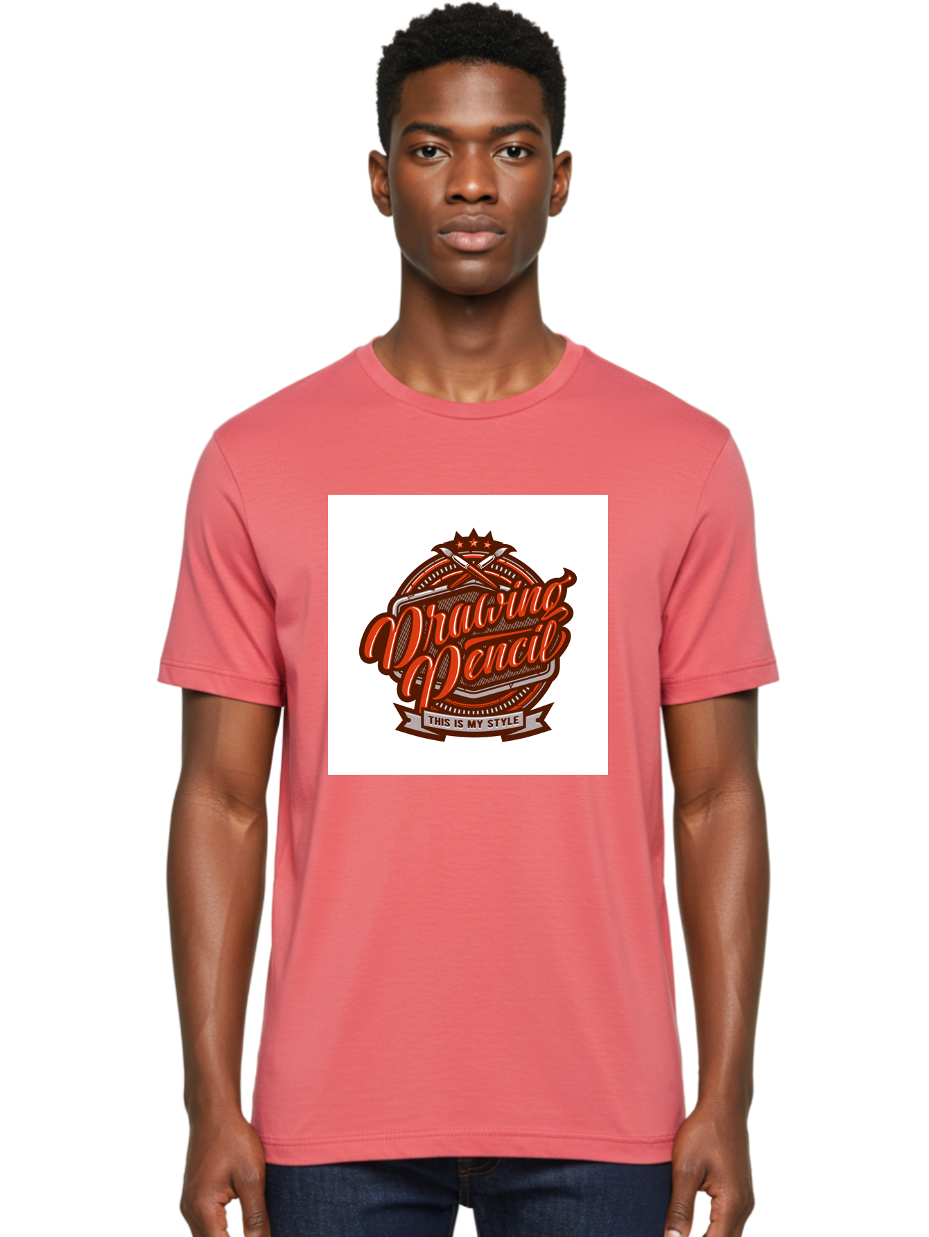 Drawing-Pencil Men'S Graphic Tee, 100% Cotton, Comfortable Casual Summer Wear, Machine Washable, Artistic Expression, Drawing Tools, Creative Style, Vintage Graphics, Artistic Pencils, Illustration Design, Sketching Supplies, Drawing Pencil, Aab466 12