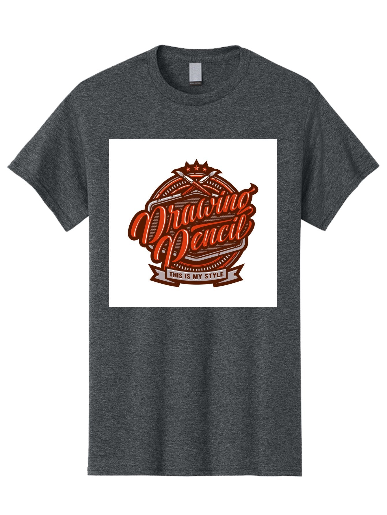 Drawing-Pencil Men'S Graphic Tee, 100% Cotton, Comfortable Casual Summer Wear, Machine Washable, Artistic Expression, Drawing Tools, Creative Style, Vintage Graphics, Artistic Pencils, Illustration Design, Sketching Supplies, Drawing Pencil, Aab466 15