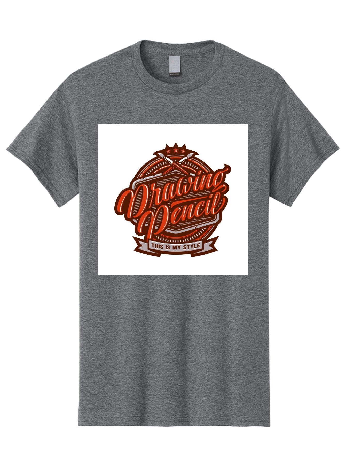 Drawing-Pencil Men'S Graphic Tee, 100% Cotton, Comfortable Casual Summer Wear, Machine Washable, Artistic Expression, Drawing Tools, Creative Style, Vintage Graphics, Artistic Pencils, Illustration Design, Sketching Supplies, Drawing Pencil, Aab466