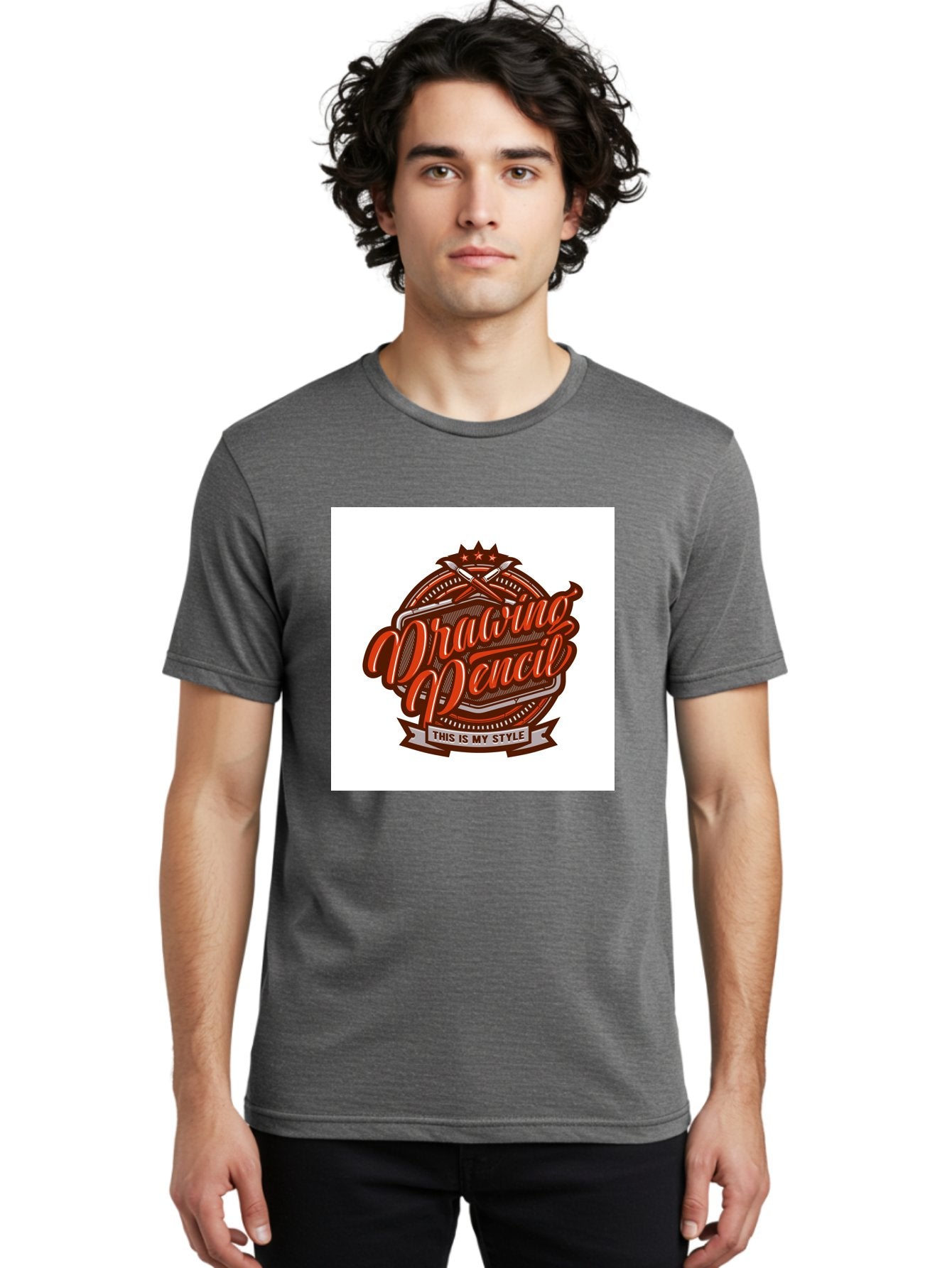 Drawing-Pencil Men'S Graphic Tee, 100% Cotton, Comfortable Casual Summer Wear, Machine Washable, Artistic Expression, Drawing Tools, Creative Style, Vintage Graphics, Artistic Pencils, Illustration Design, Sketching Supplies, Drawing Pencil, Aab466 21