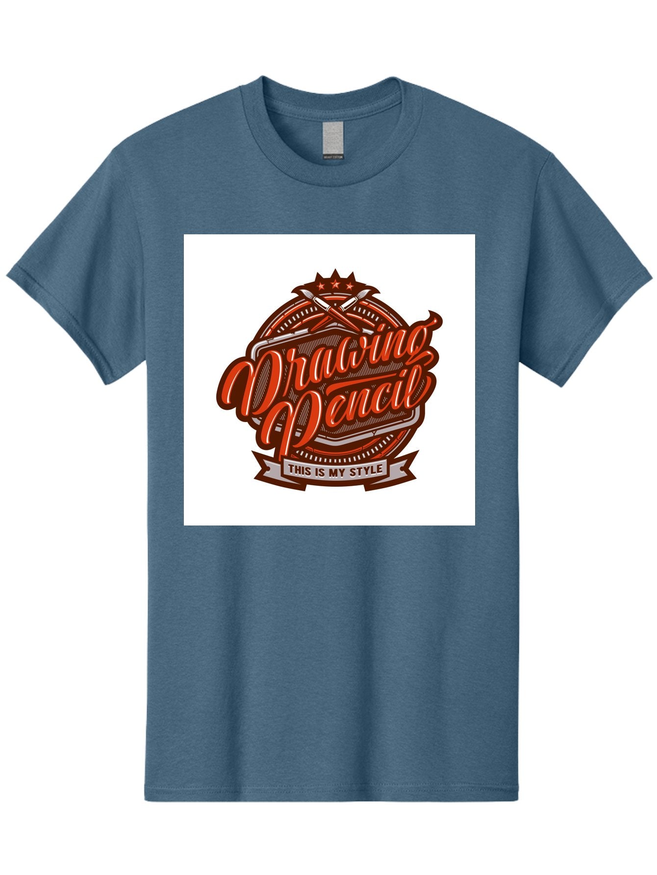 Drawing-Pencil Men'S Graphic Tee, 100% Cotton, Comfortable Casual Summer Wear, Machine Washable, Artistic Expression, Drawing Tools, Creative Style, Vintage Graphics, Artistic Pencils, Illustration Design, Sketching Supplies, Drawing Pencil, Aab466 5