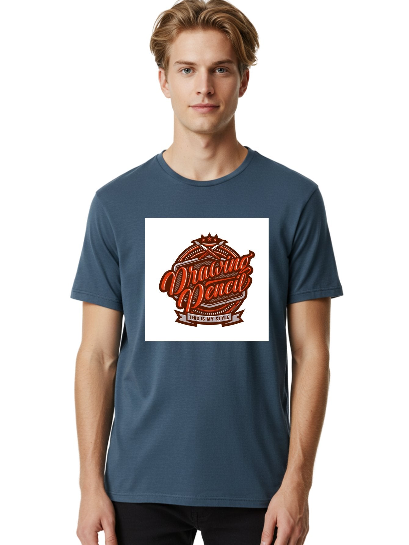 Drawing-Pencil Men'S Graphic Tee, 100% Cotton, Comfortable Casual Summer Wear, Machine Washable, Artistic Expression, Drawing Tools, Creative Style, Vintage Graphics, Artistic Pencils, Illustration Design, Sketching Supplies, Drawing Pencil, Aab466 23