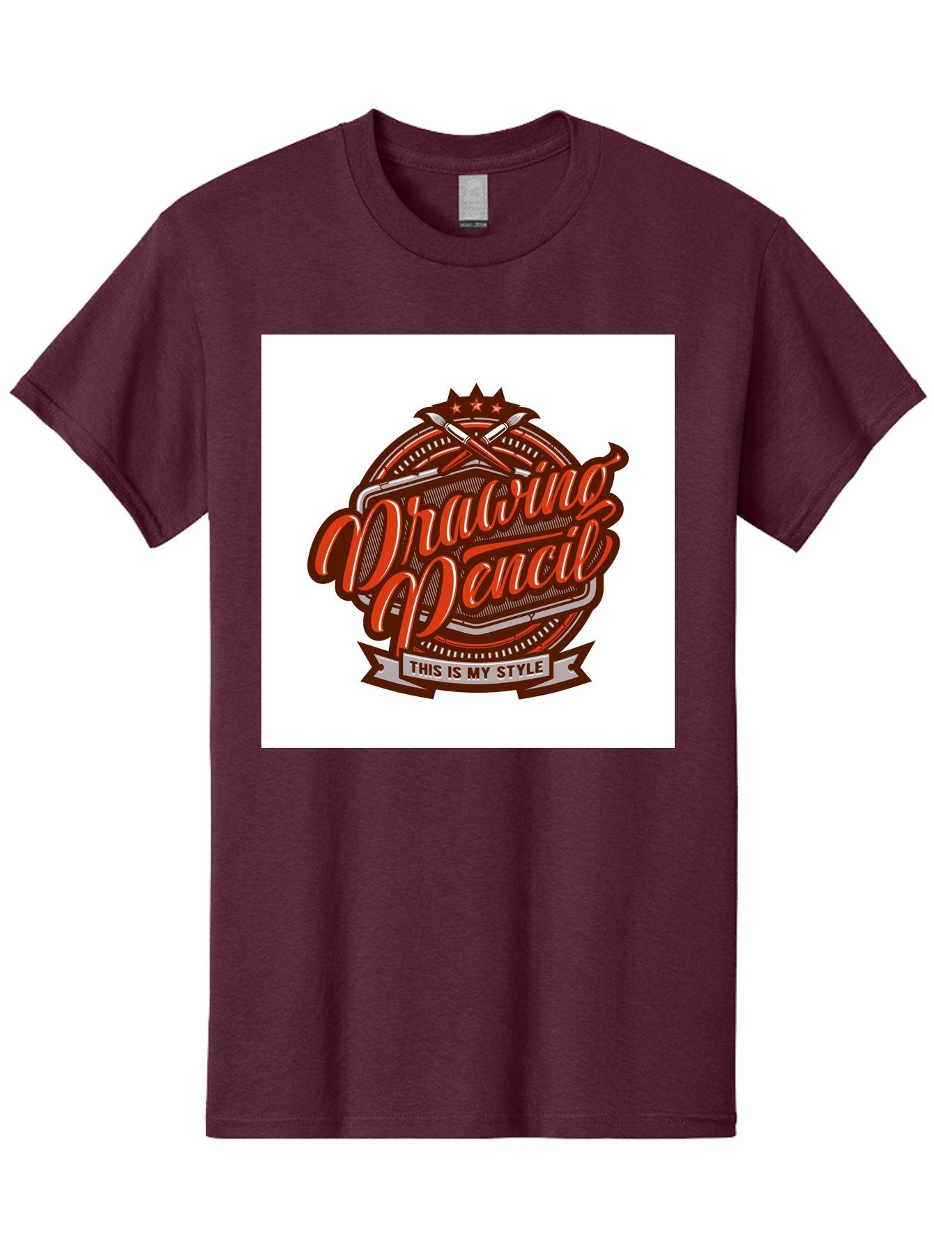 Drawing-Pencil Men'S Graphic Tee, 100% Cotton, Comfortable Casual Summer Wear, Machine Washable, Artistic Expression, Drawing Tools, Creative Style, Vintage Graphics, Artistic Pencils, Illustration Design, Sketching Supplies, Drawing Pencil, Aab466 10