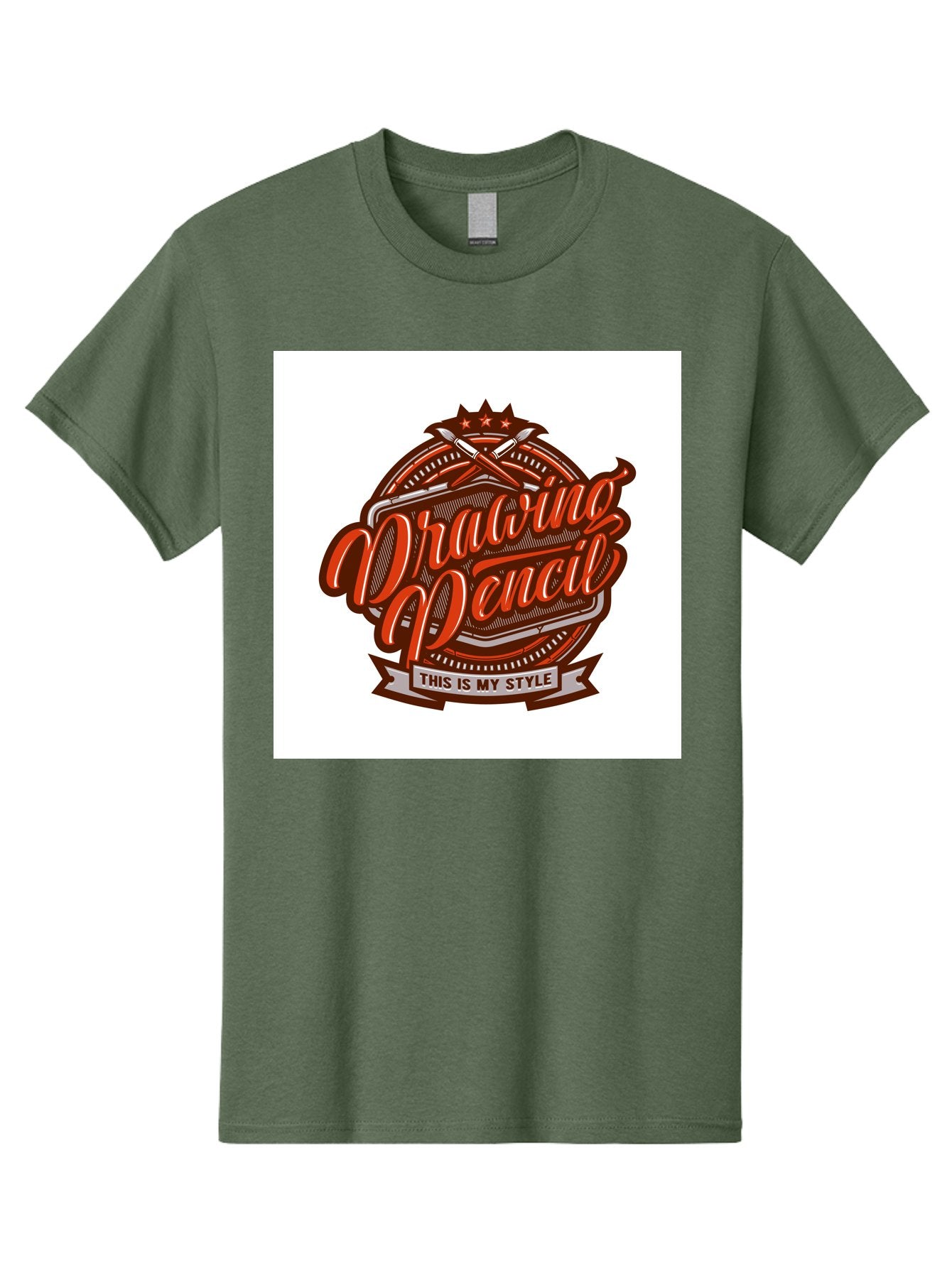 Drawing-Pencil Men'S Graphic Tee, 100% Cotton, Comfortable Casual Summer Wear, Machine Washable, Artistic Expression, Drawing Tools, Creative Style, Vintage Graphics, Artistic Pencils, Illustration Design, Sketching Supplies, Drawing Pencil, Aab466 7